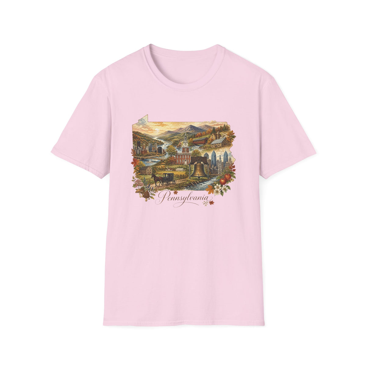 Pennsylvania State Travel Tourist Graphic Design Unisex 100 Cotton Gildan T-Shirt