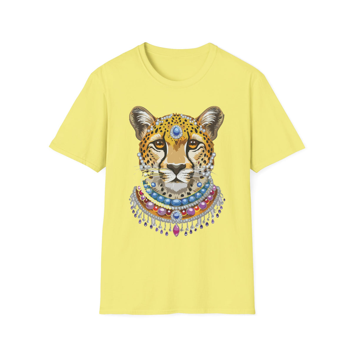 Jeweled Cheetah Face T-Shirt | Boho Leopard Portrait Shirt