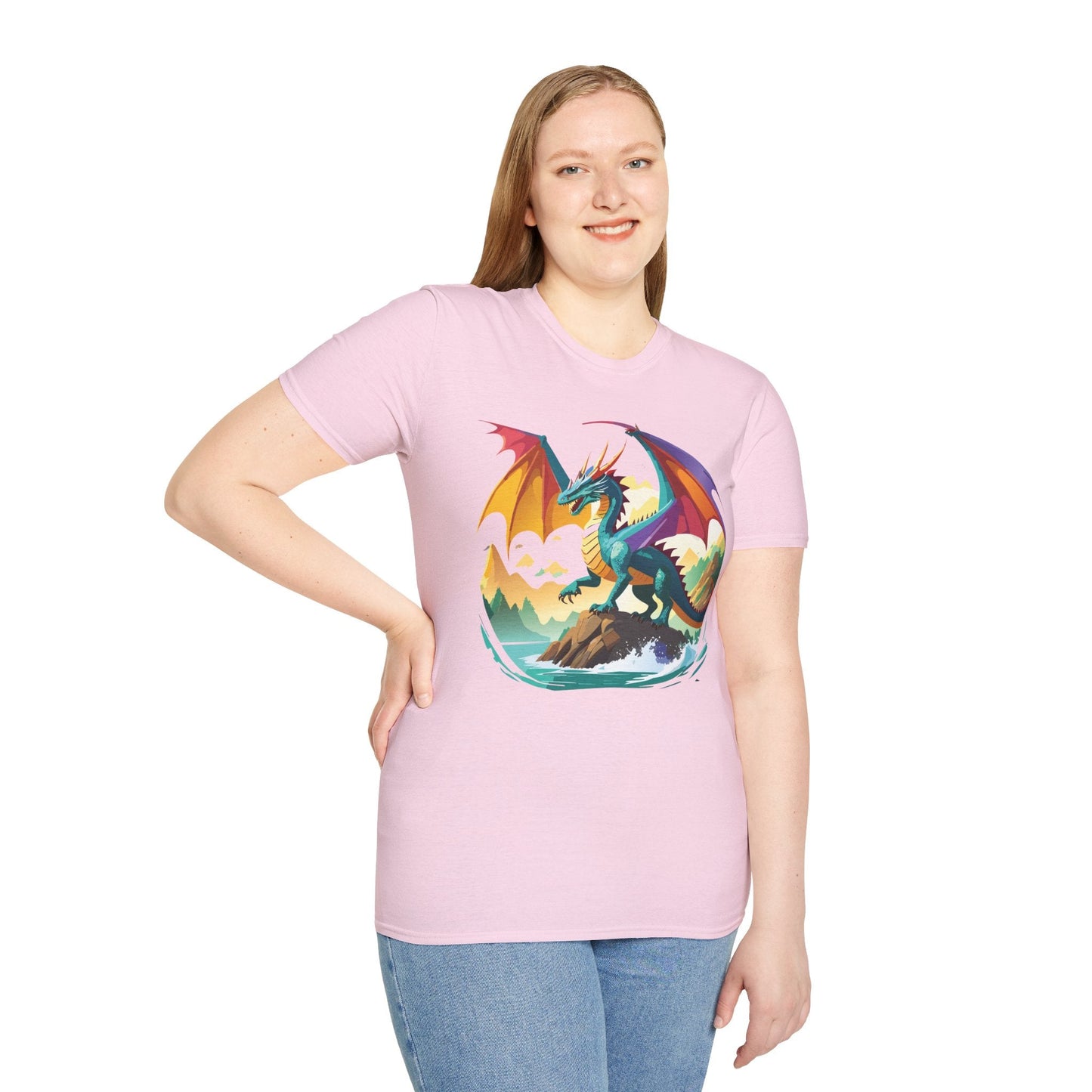 Dragon Graphic Unisex Cotton Softstyle Art Design Tee With Animals 21