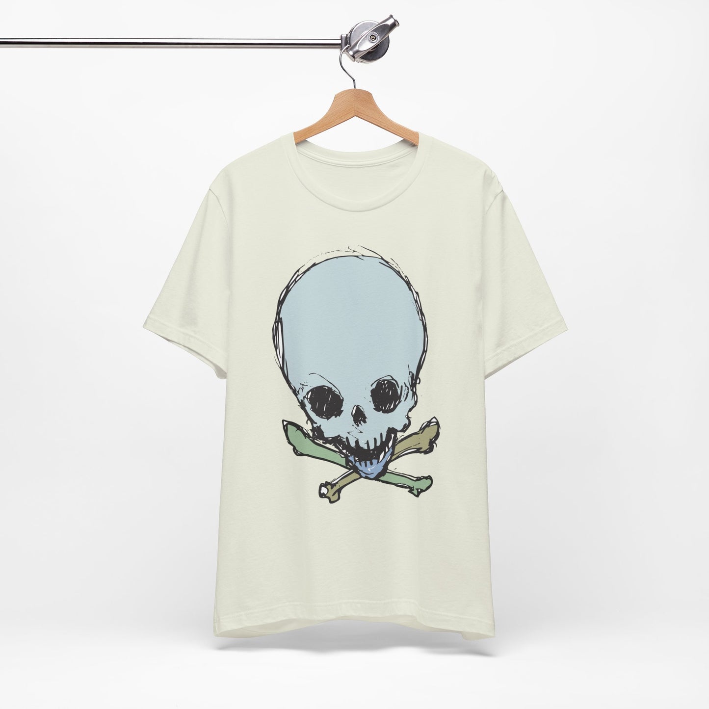 Lt Blue Skull Graphic Design Tee, Skull Shirt, Vintage Tees, Art Design T-Shirt, Vintage Graphic Tee, Art Shirts with Skulls