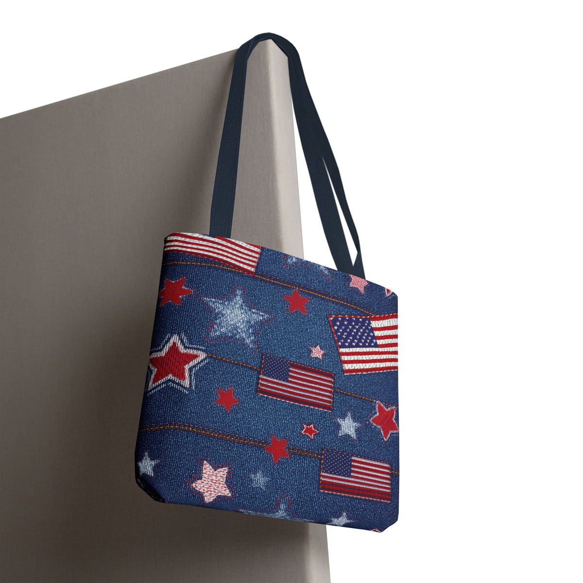 4th of July Graphic Denim Fabric Imitation Print Unisex Canvas Bag Poly Spun 3 Sizes Tote Bag 200-11
