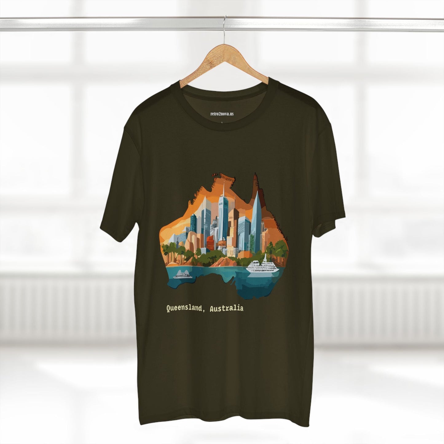 Retro2Nova Australia Travel Shirt Unisex Premium Cotton Tee With Original Art Design