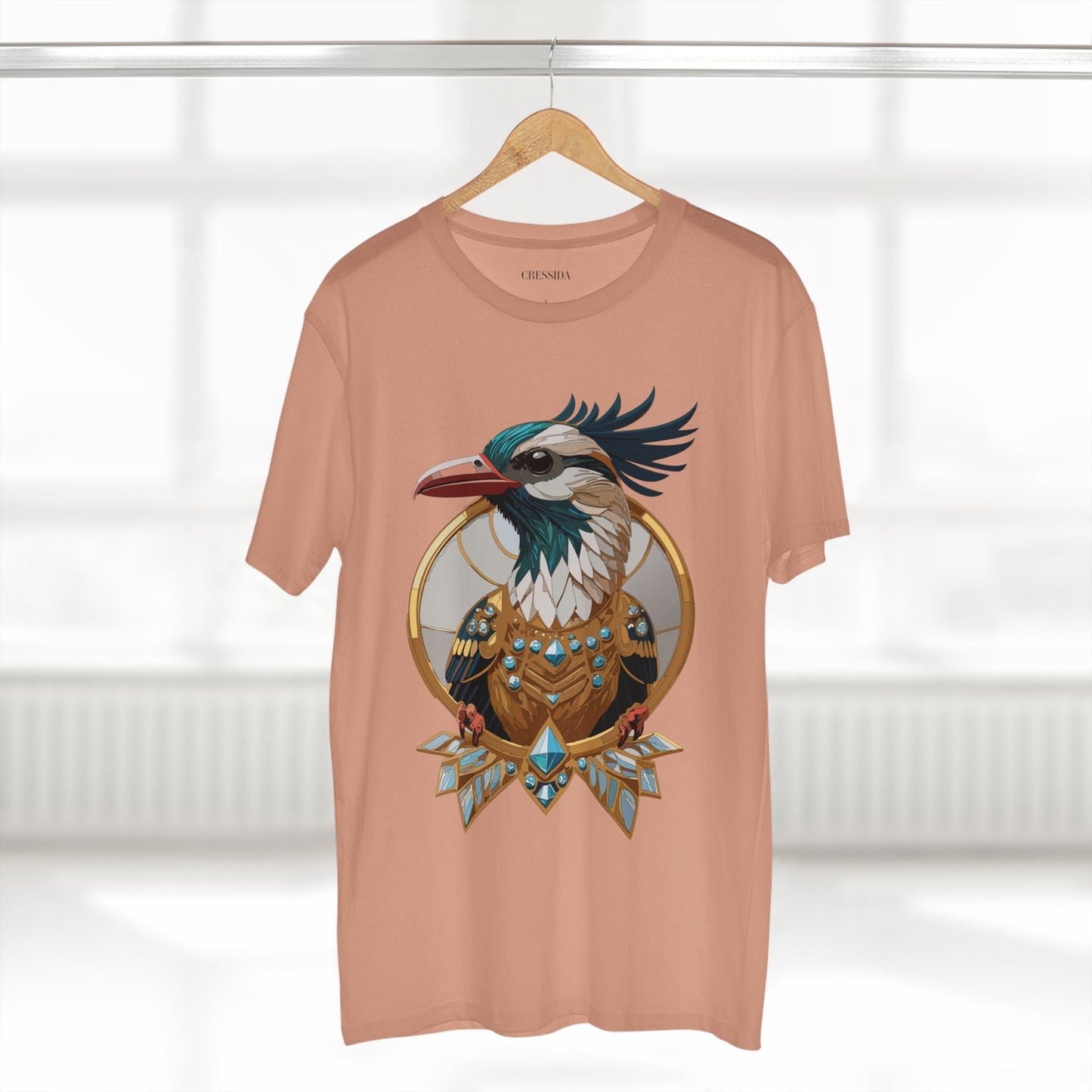 Bird Graphic Unisex 100 Cotton Tee With Unique Animal Golden Medallion Art Design 19