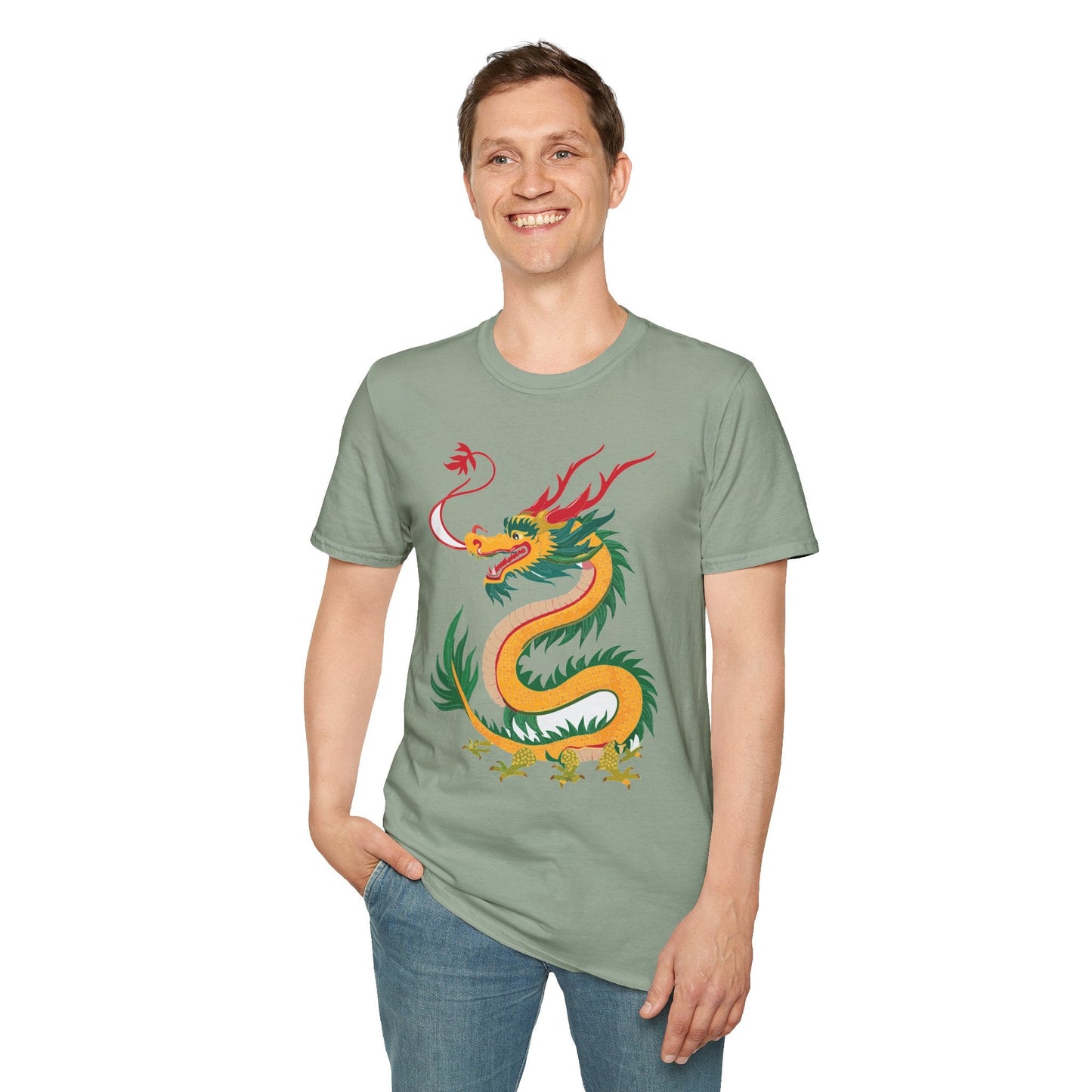 Dragon Graphic Unisex Cotton Softstyle Art Design Tee With Animals 7