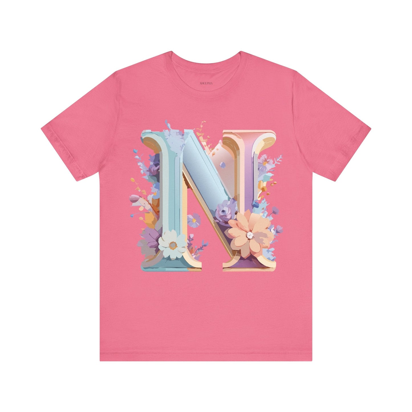 Letter N Shirt Unisex Graphic Tee Adelpha Vintage Inspired Artwork Short Sleeve Premium Cotton