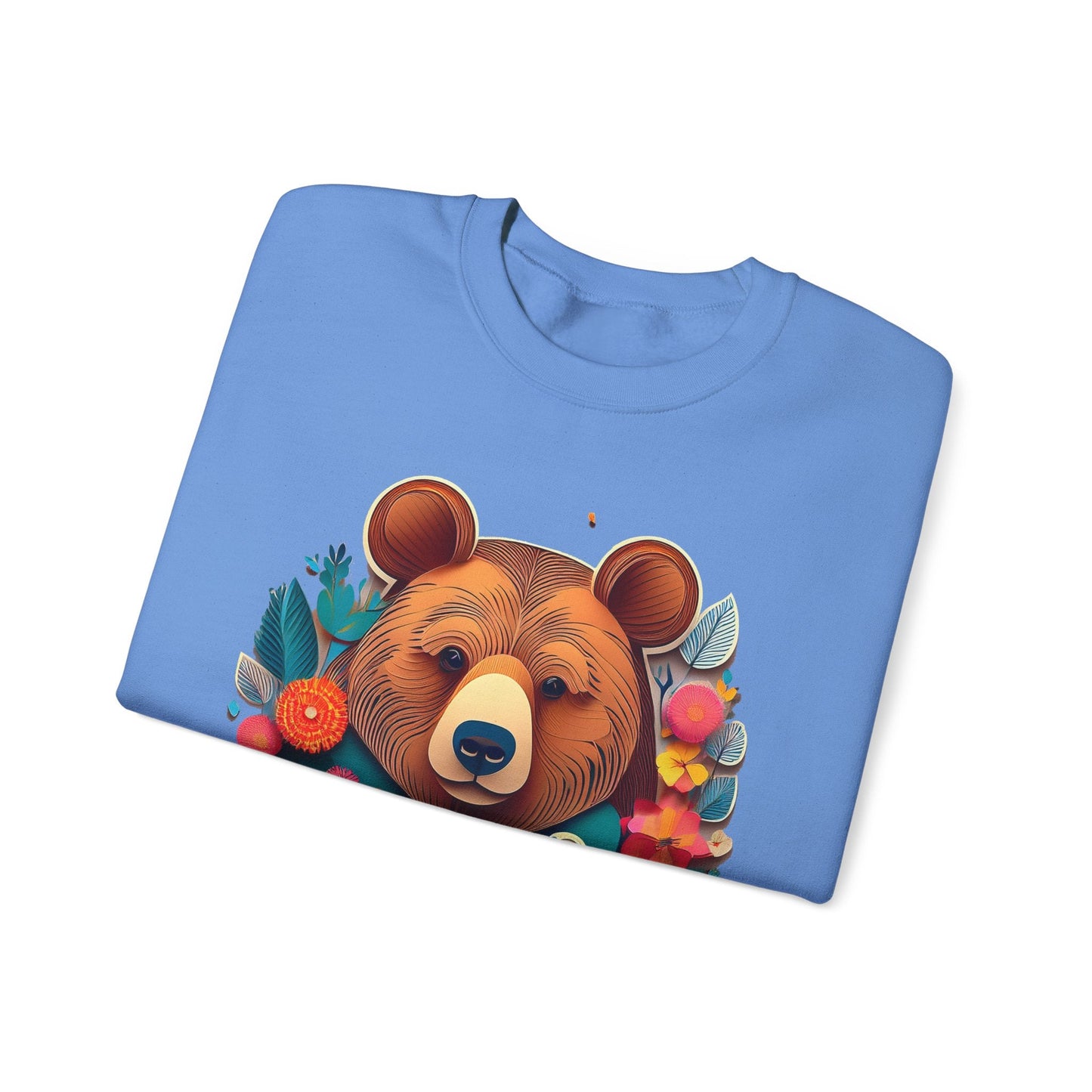 Unisex Floral Bear Sweatshirt Art Design Gildan 18000 Heavy Blend Crewneck