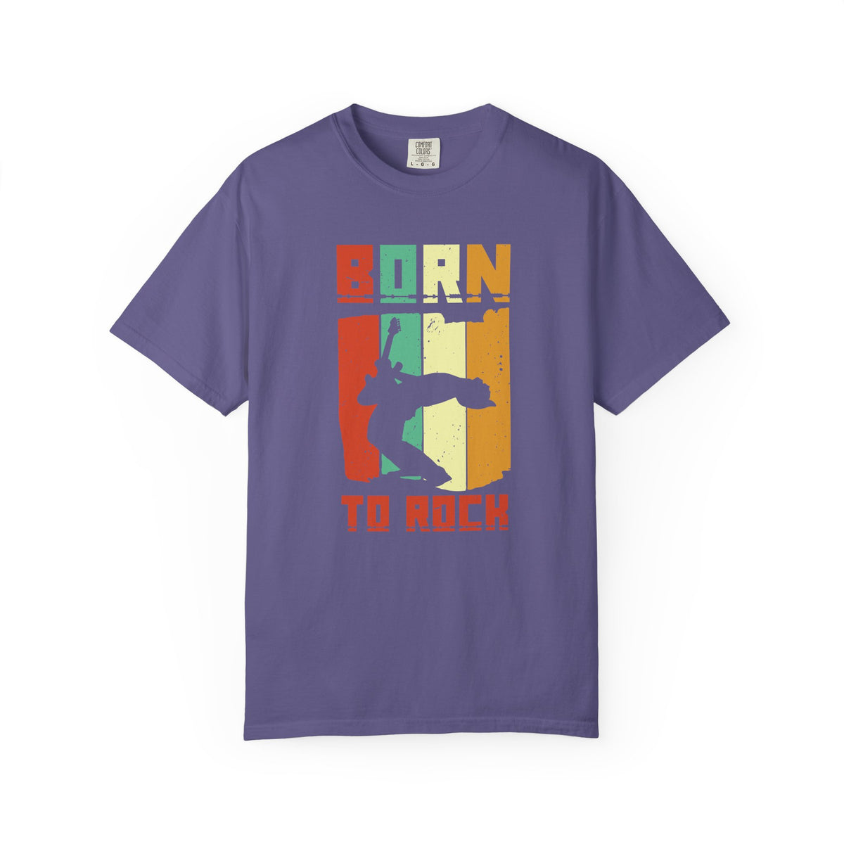 Born to Rock skateboard silhouette T-Shirt Vintage striped graphic Unisex Cotton Tee 086