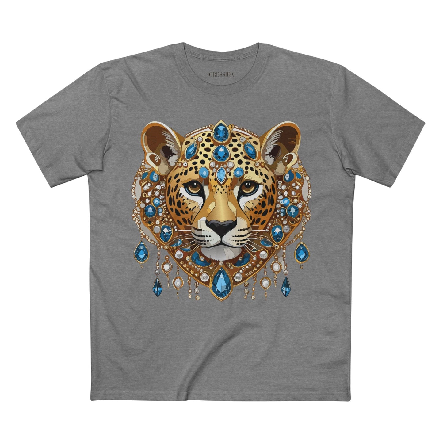 Cheetah Graphic Unisex 100 Cotton Tee With Unique Animal Golden Medallion Art Design 46