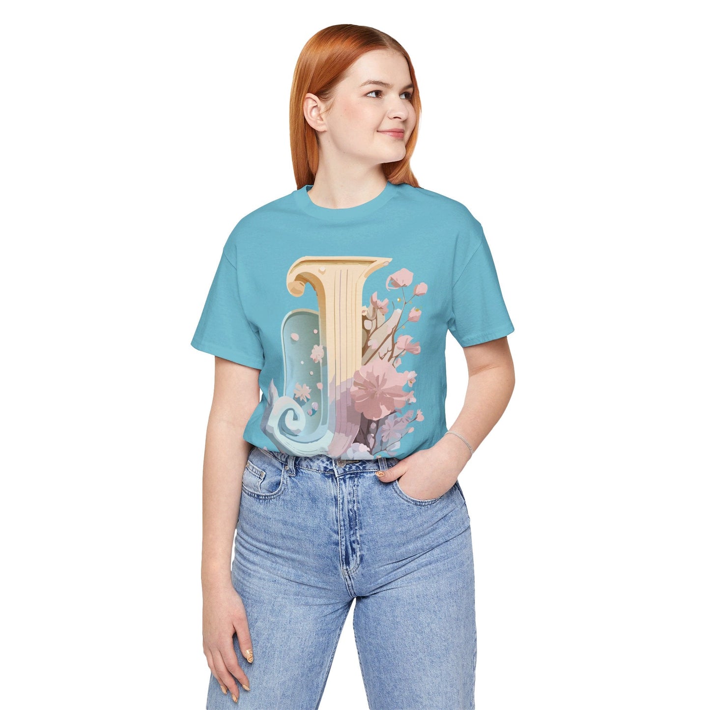 Letter J Shirt Unisex Graphic Tee Adelpha Vintage Inspired Artwork Design Short Sleeve