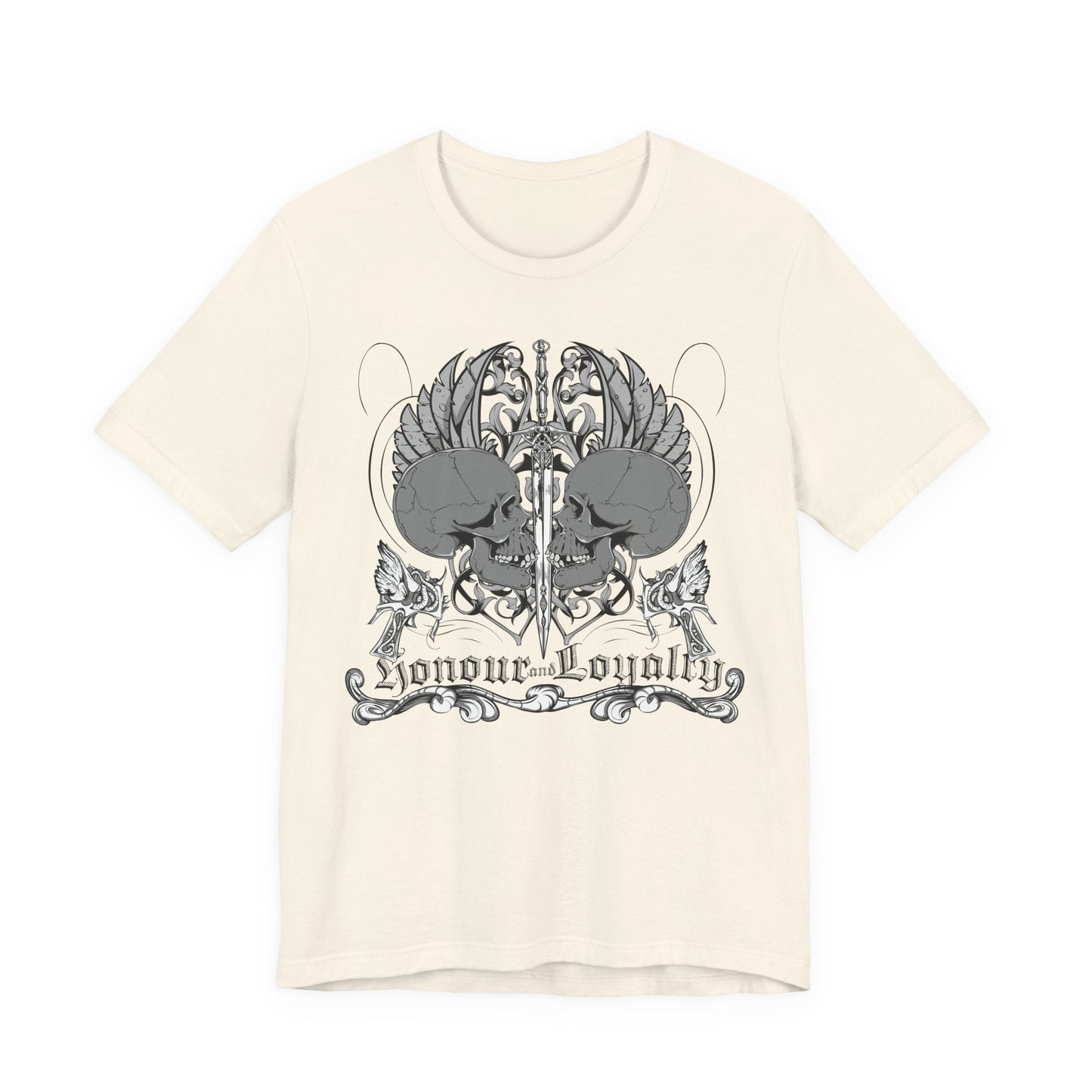 Honor Loyalty crest tee Gothic heraldry skulls wings emblem Art-48