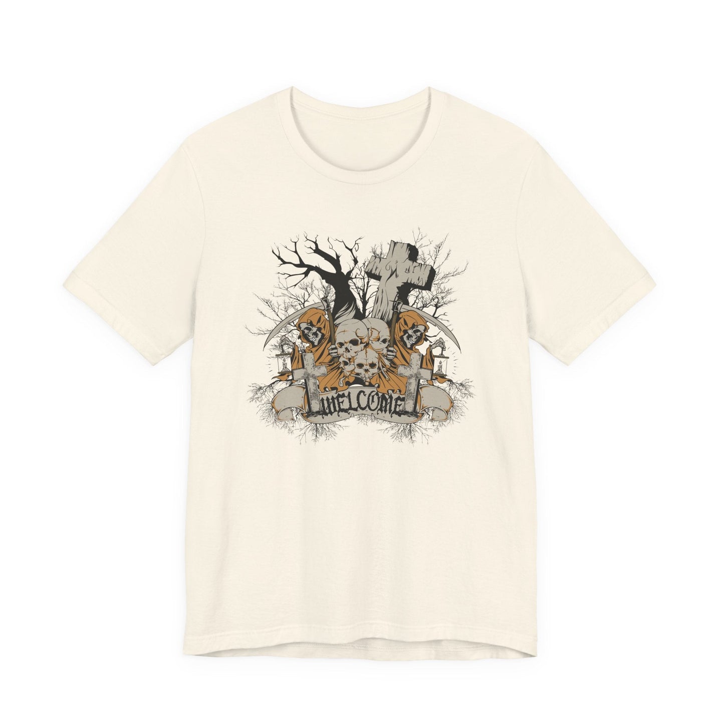 Skull Halloween Graphic Design Unisex Cotton T-Shirt Art-50