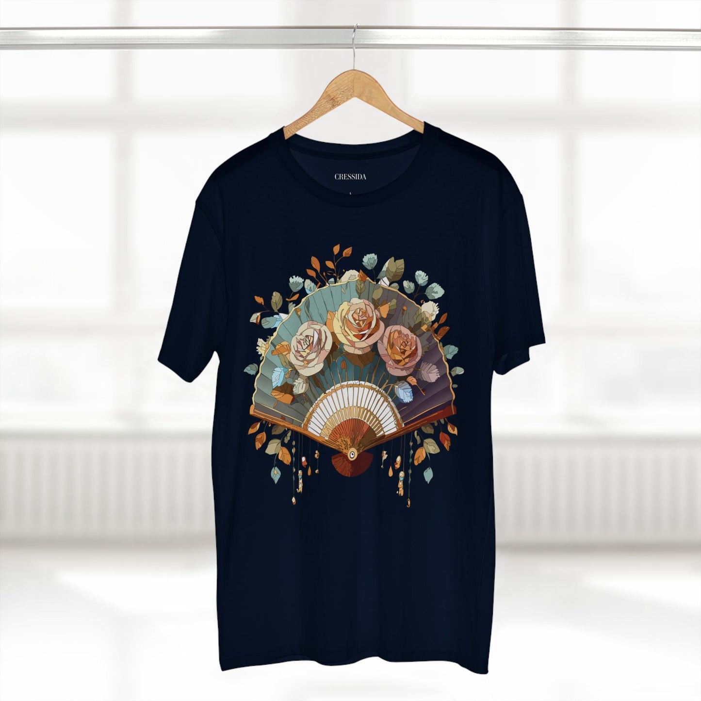 Antique Fan Graphic Design T-Shirt Unisex 100 Cotton Floral Carnival Artwork Tee 5