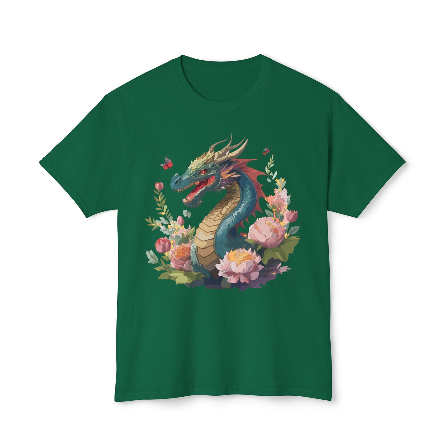 Dragon T-Shirt, Vintage Dragon Tee, Floral Tees, Dragon Art Design Shirt, Tee Shirt with Dragon 8