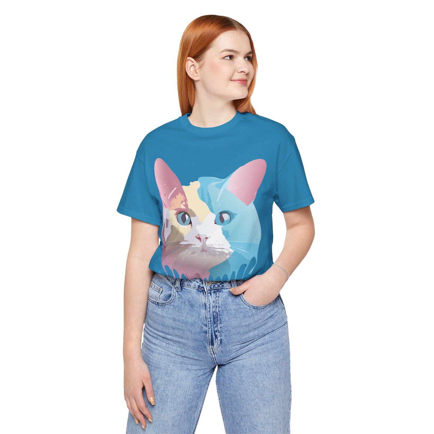 Cat Graphic Tee Unisex Short Sleeve Shirt With Vintage Adelpha Artwork
