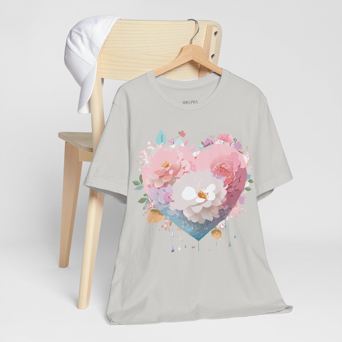 Valentine Day Graphic Unisex 100 Cotton Vintage Artwork with Love and Flower Design Tee 35