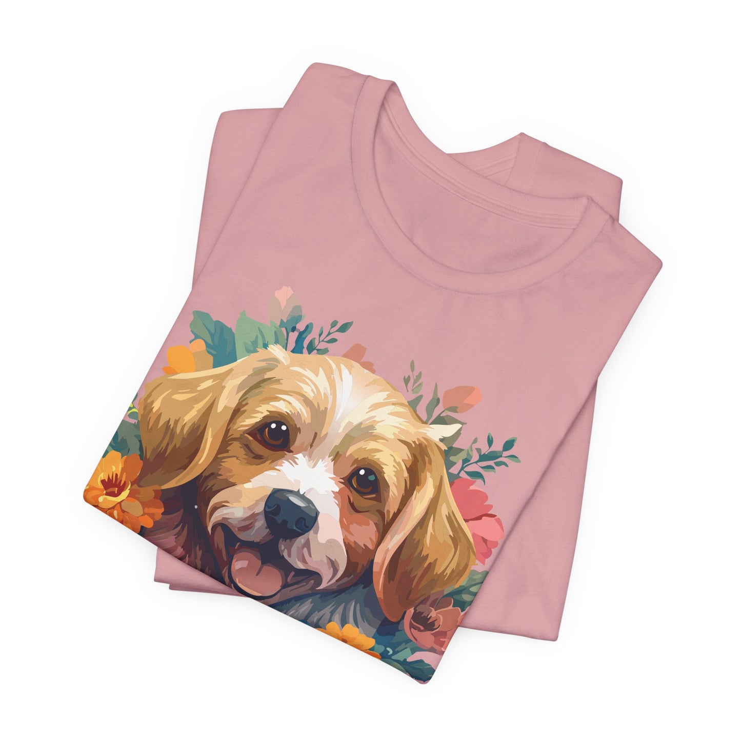 Floral Dog Tee, Animal Shirt, Dog Shirt, Floral Tee, Flower T-shirt, T-Shirt with Animal, Summer Top with Art Design