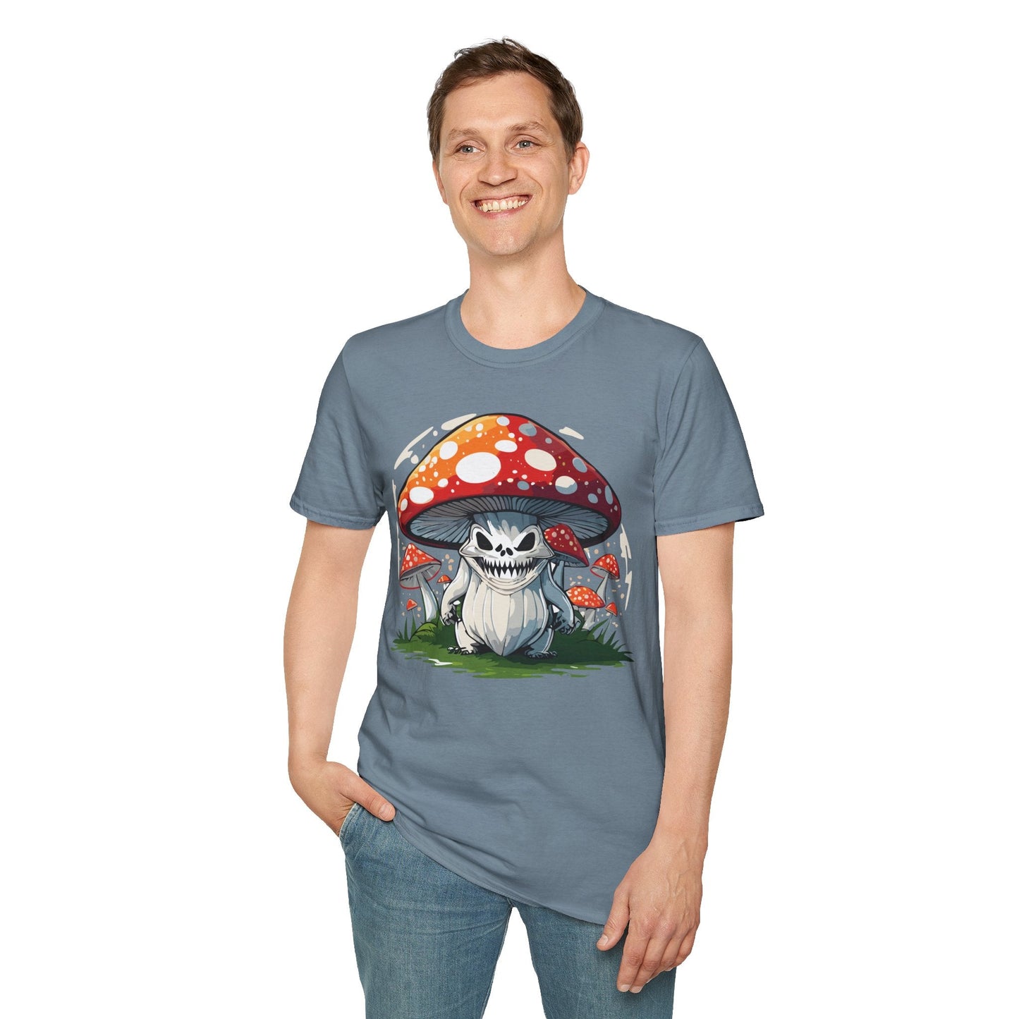 Funny Mashroom Graphic Unisex Softstyle Cotton With Cartoon Illustration Design 12
