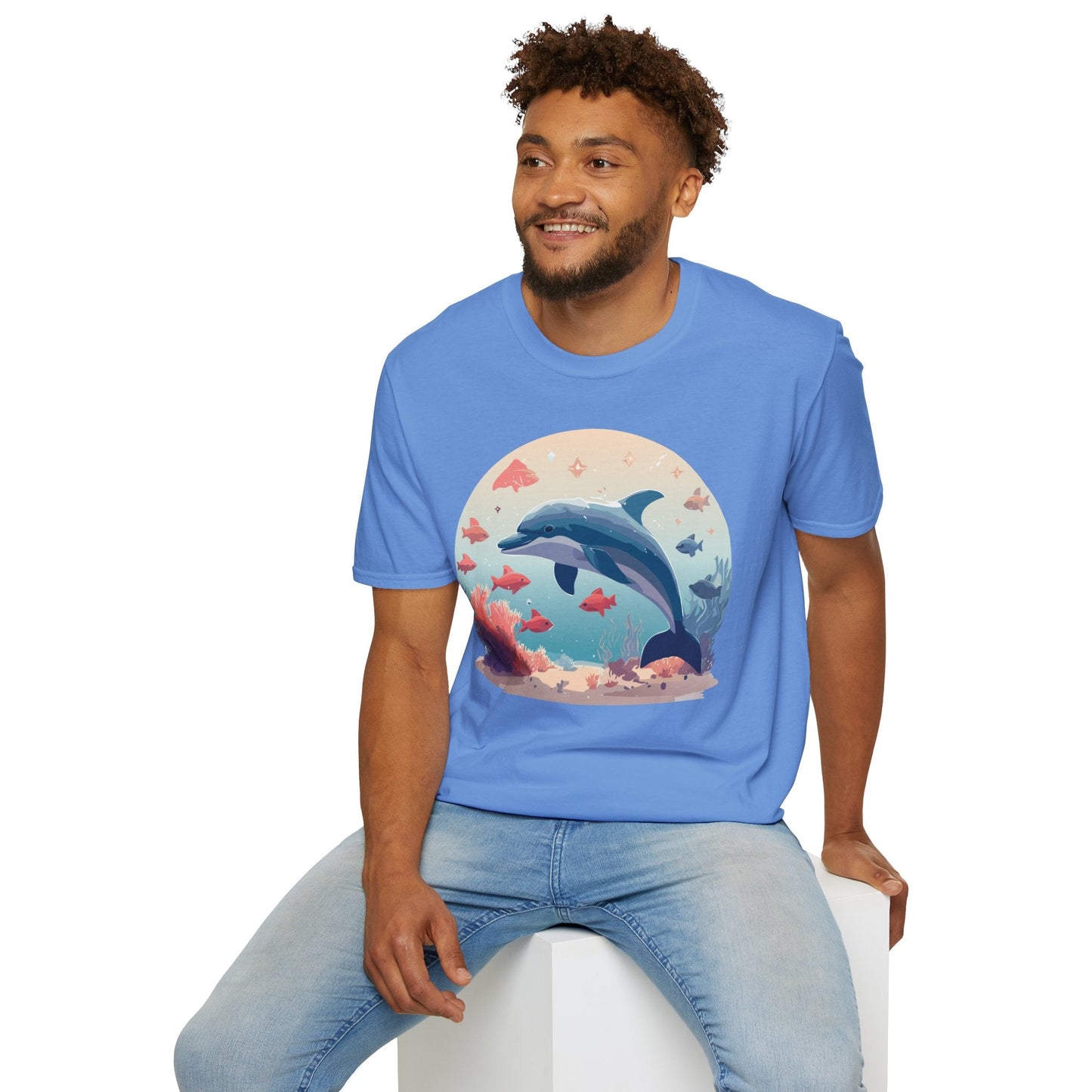 Dolphin Shirt Unisex Softstyle Tee 64000 Gildan 100 Percent Ring Spun Cotton For Everyday Comfort