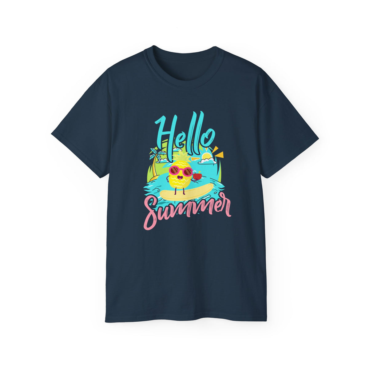 Hello Summer chick graphic Tee | Summer beach sun illustration