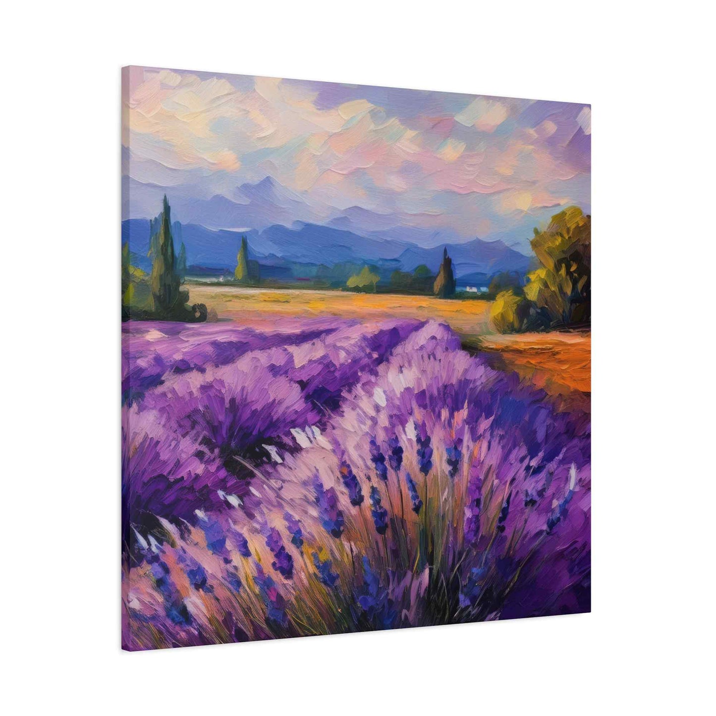 Lavender Landscape Print Canvas, Landscape Oil Paint Print 20x20, 24x24, 30x30, 32x32, 36x36 Art Design Print Non-Frame MC-34