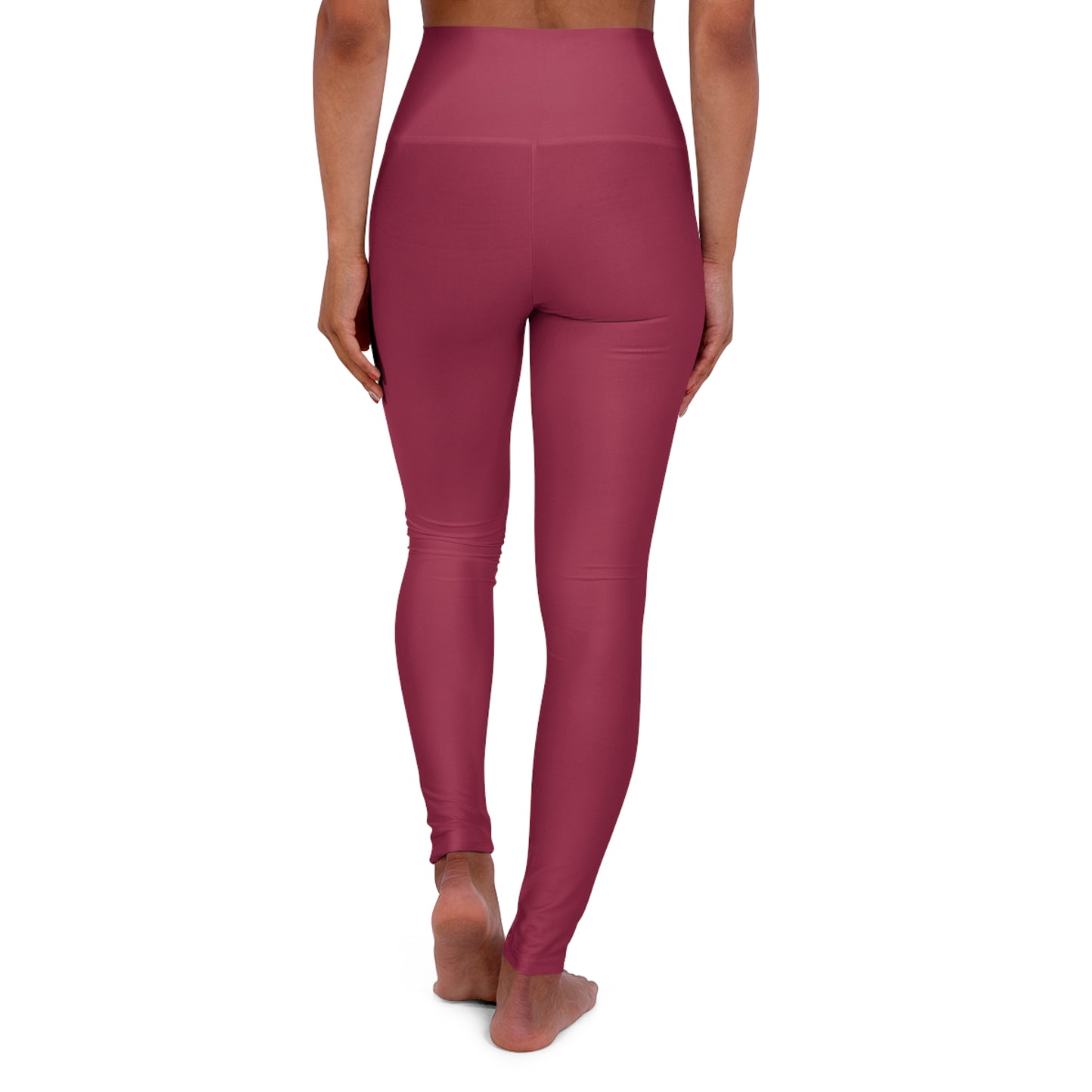 Cherry Rose Color High-Waisted Yoga Leggings, Rose Seamless Poly-Span Activewear