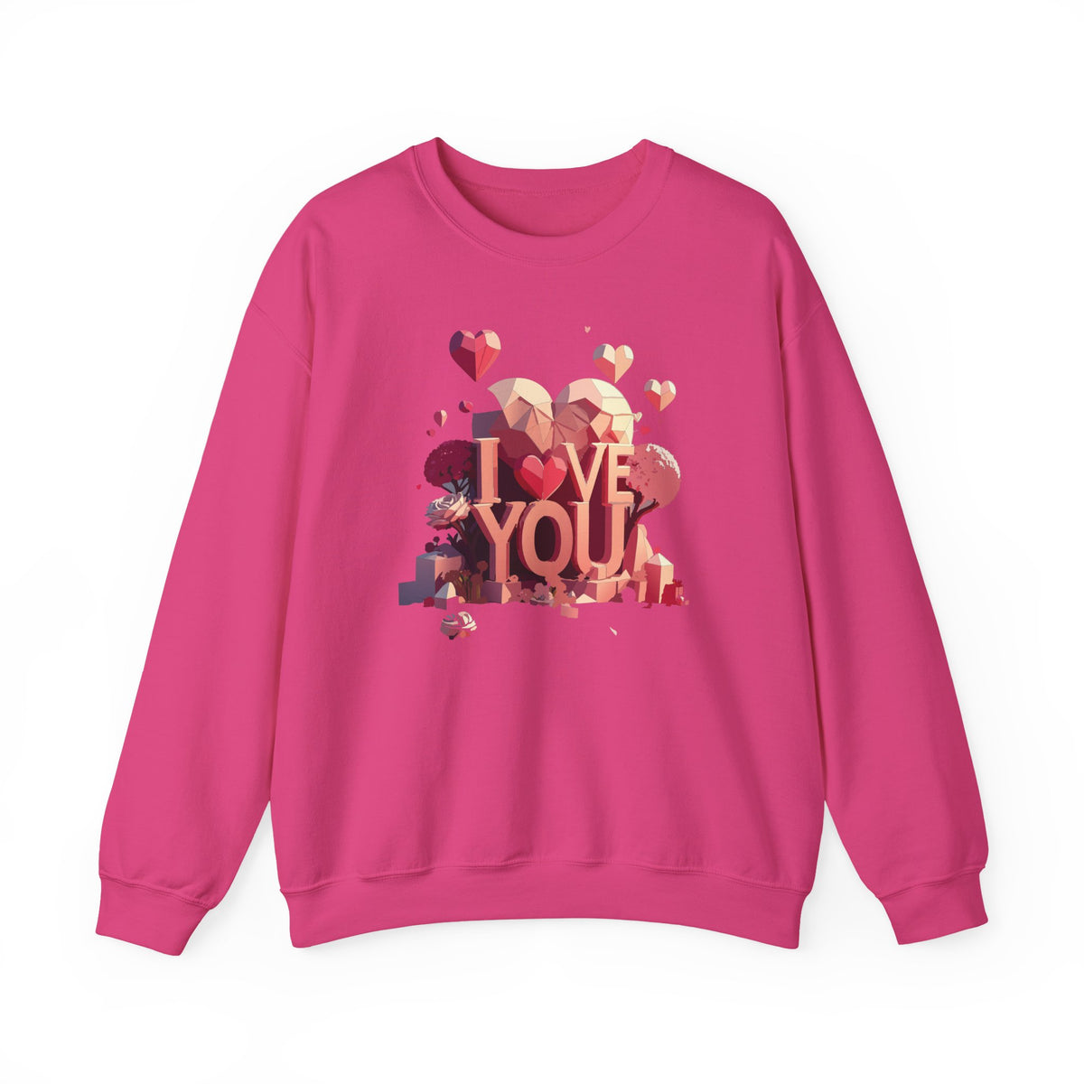 Unisex Big Heart Love Sweatshirt, Love Heart Sweatshirt, Floral Love Sweatshirt, 50/50 Cotton-Poly Valentine's Day Sweatshirt 10