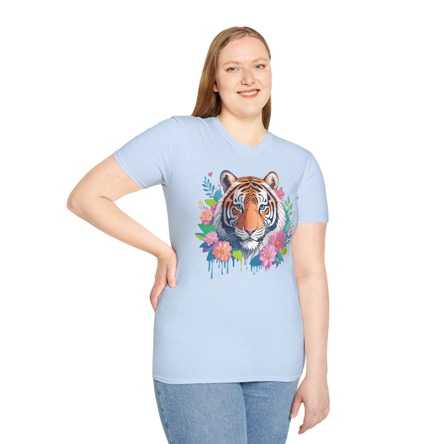 Tiger Themed Unisex Cotton Short Sleeve T Shirt Animal Print Tee