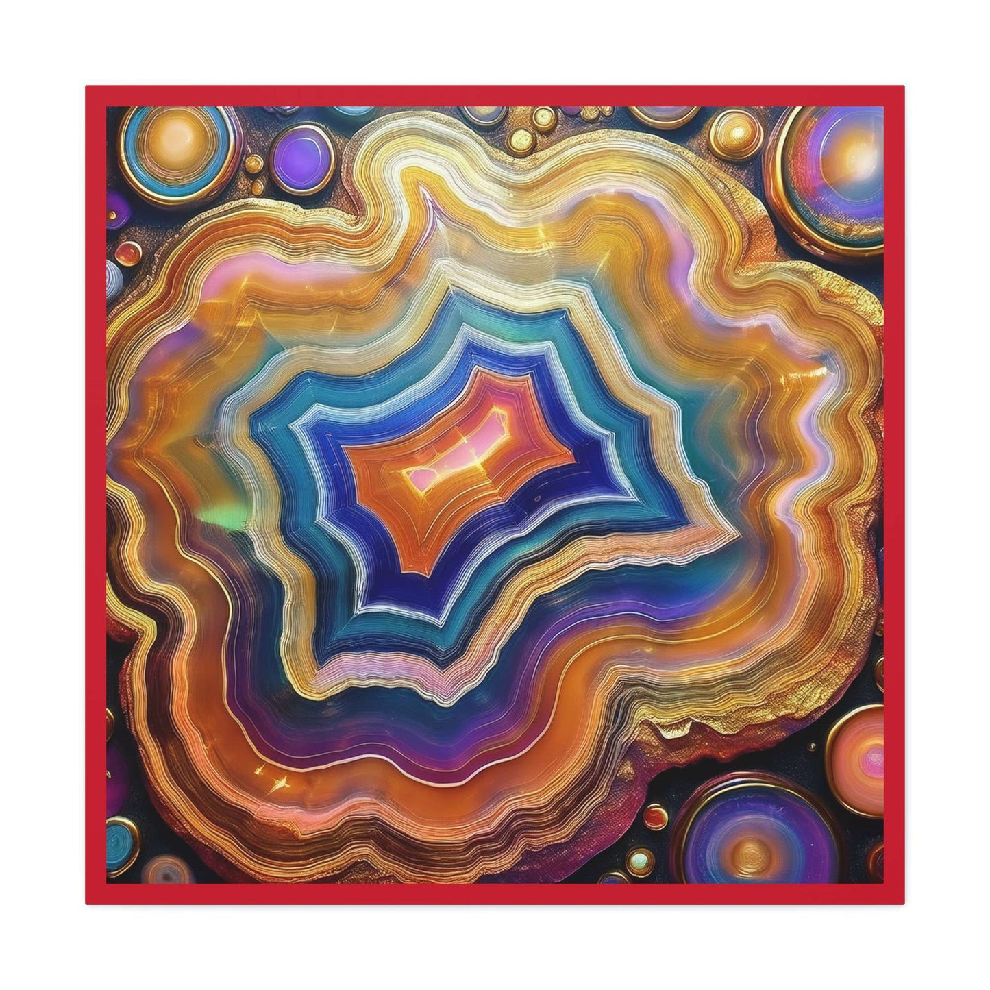 Agate Stone Graphic Print Canvas, Oil Paint Print 20x20, 24x24, 30x30, 32x32, 36x36 Canvas Pine-Wood Inner Frame MC-191