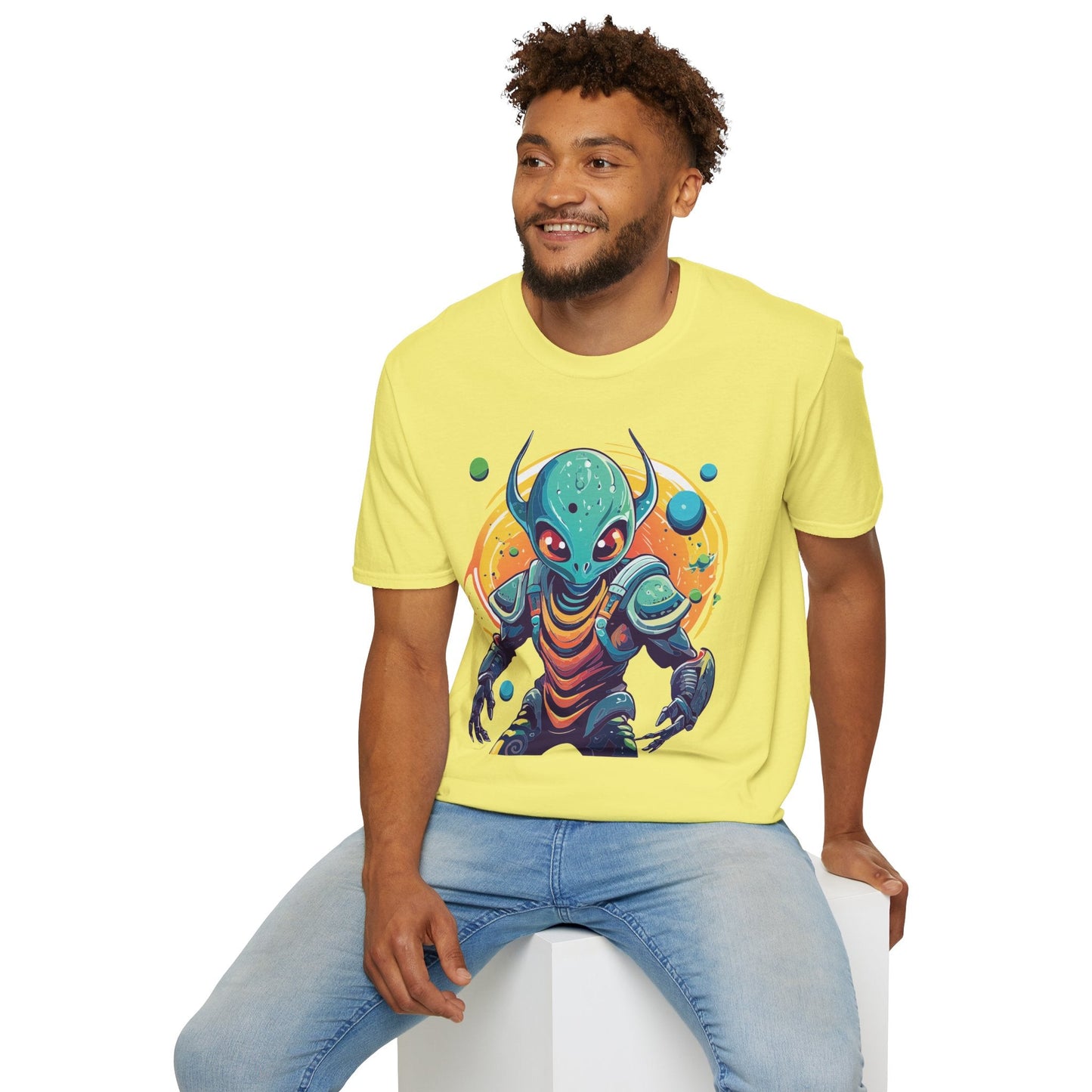 Alien Cosmos Shirt Unisex Softstyle Tee With Alien Art Design Space Theme Graphic Tee