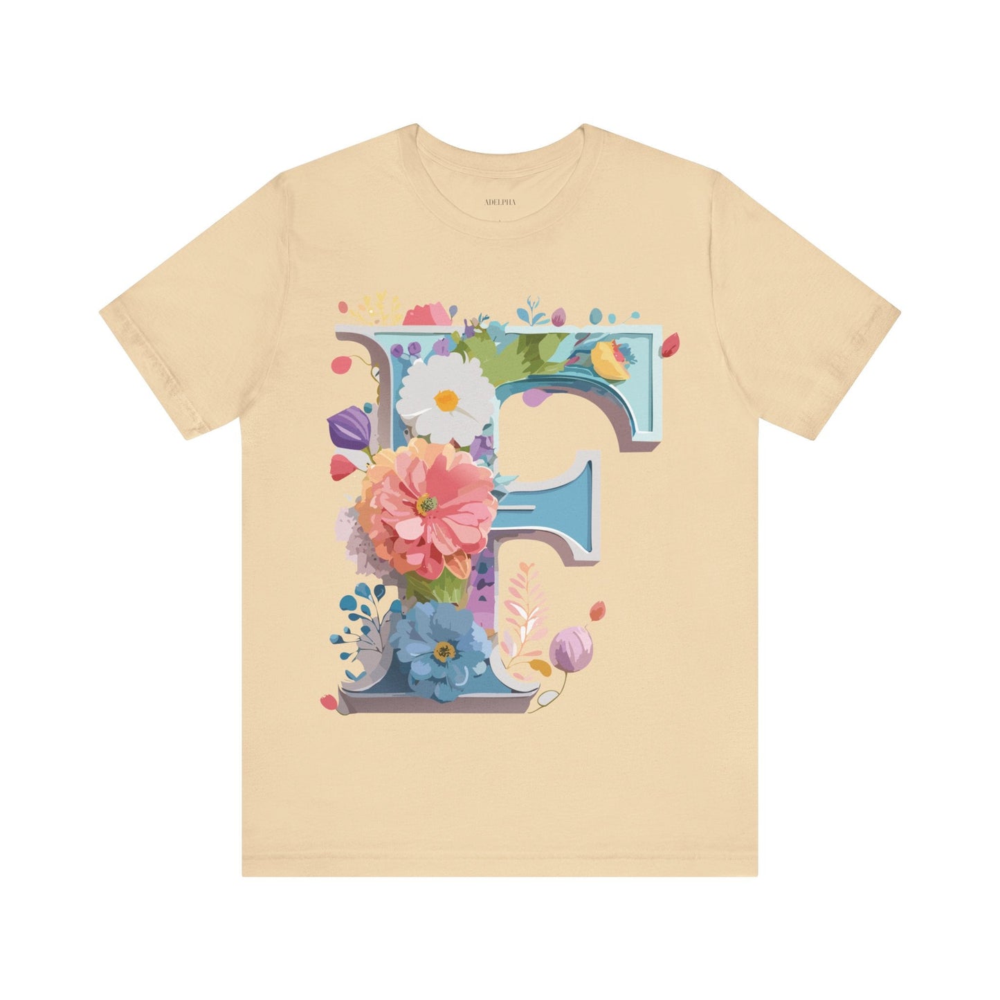 Letter F Shirt Unisex Graphic Tee Vintage Inspired Artwork By Adelpha Short Sleeve