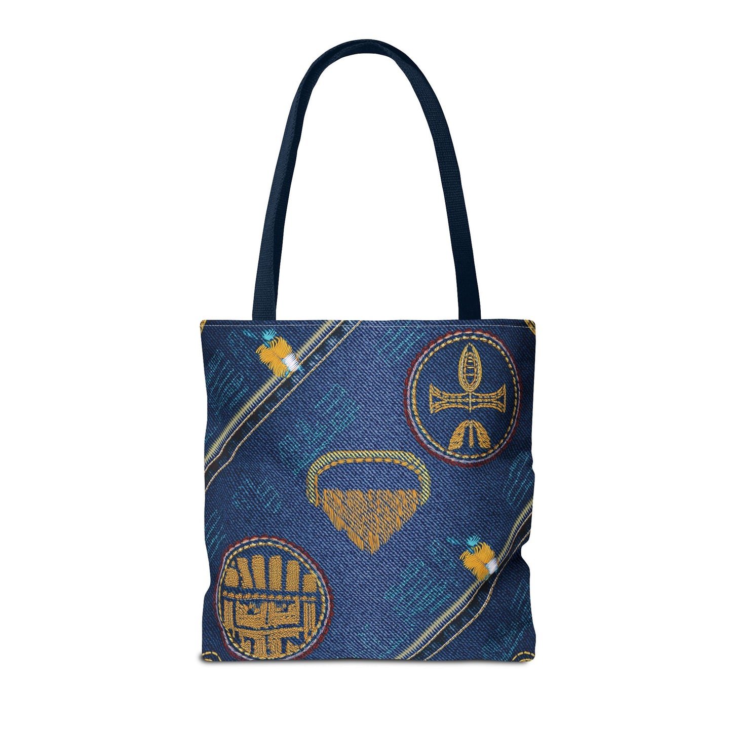 Denim Fabric Imitation Print Unisex Canvas Bag Poly Spun 3 Sizes Tote Bag 188-2