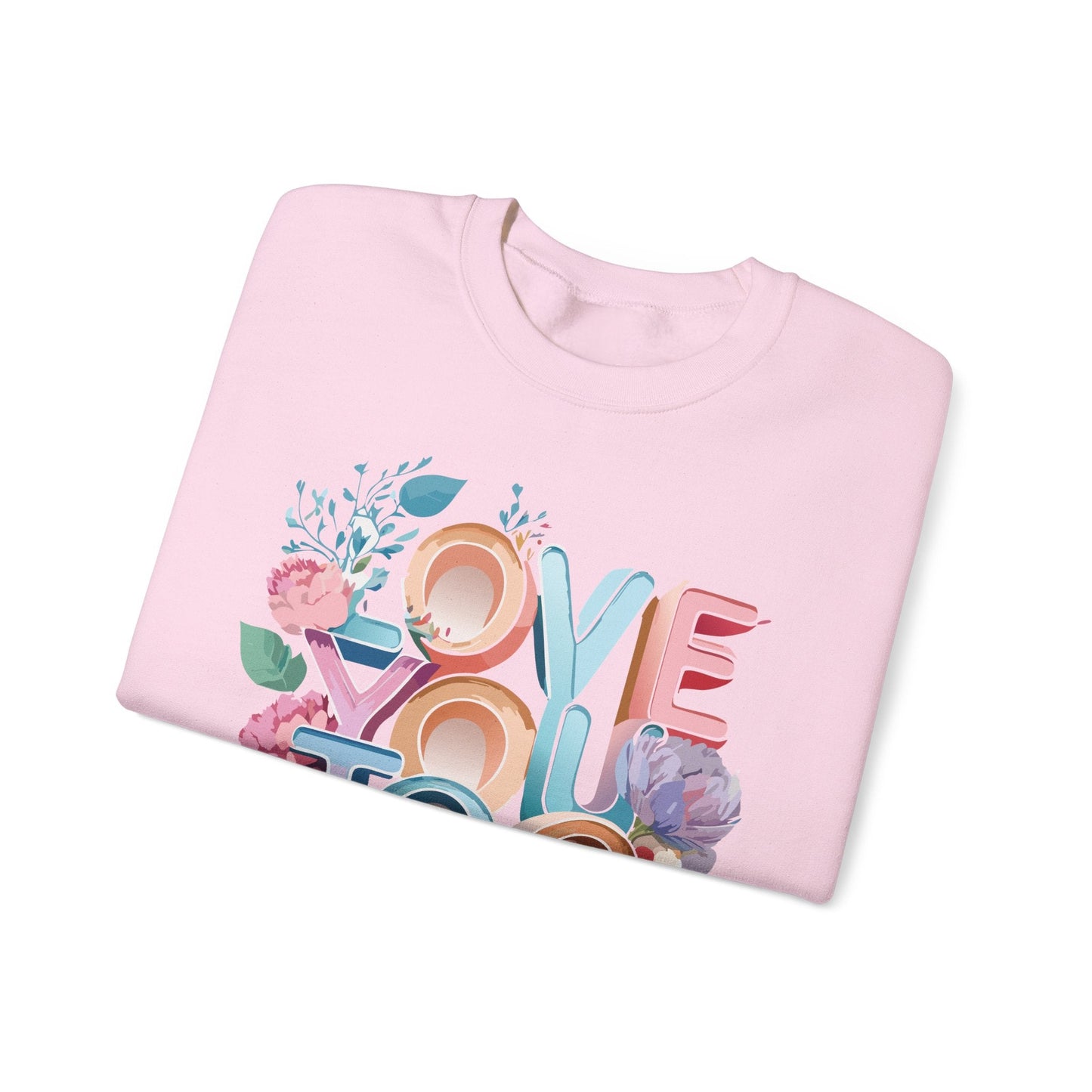 Floral Love Sweatshirt Valentines Day Unisex Crewneck Gildan 18000 Heavy Blend Warm
