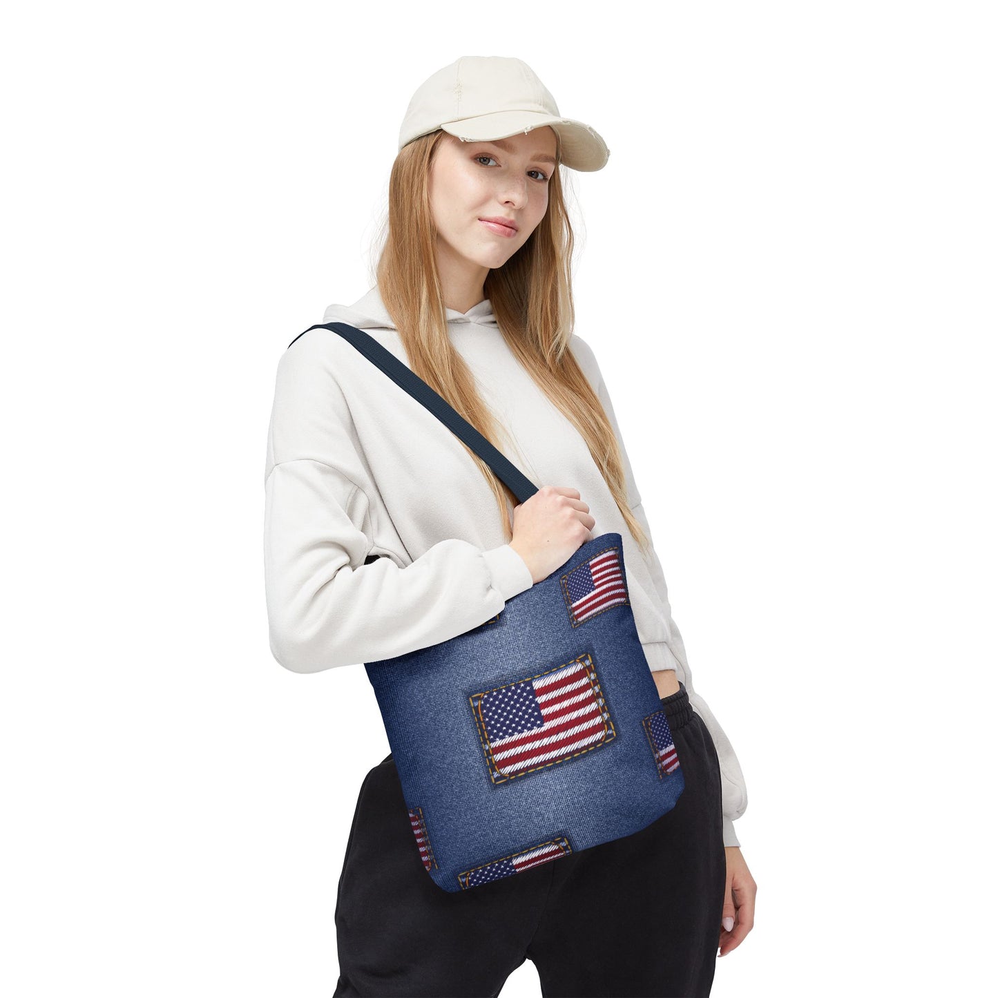4th of July DENIM PRINT CANVAS BAG HIGH-QUALITY 100% SPUN POLY 3 SIZE BAG-200-14