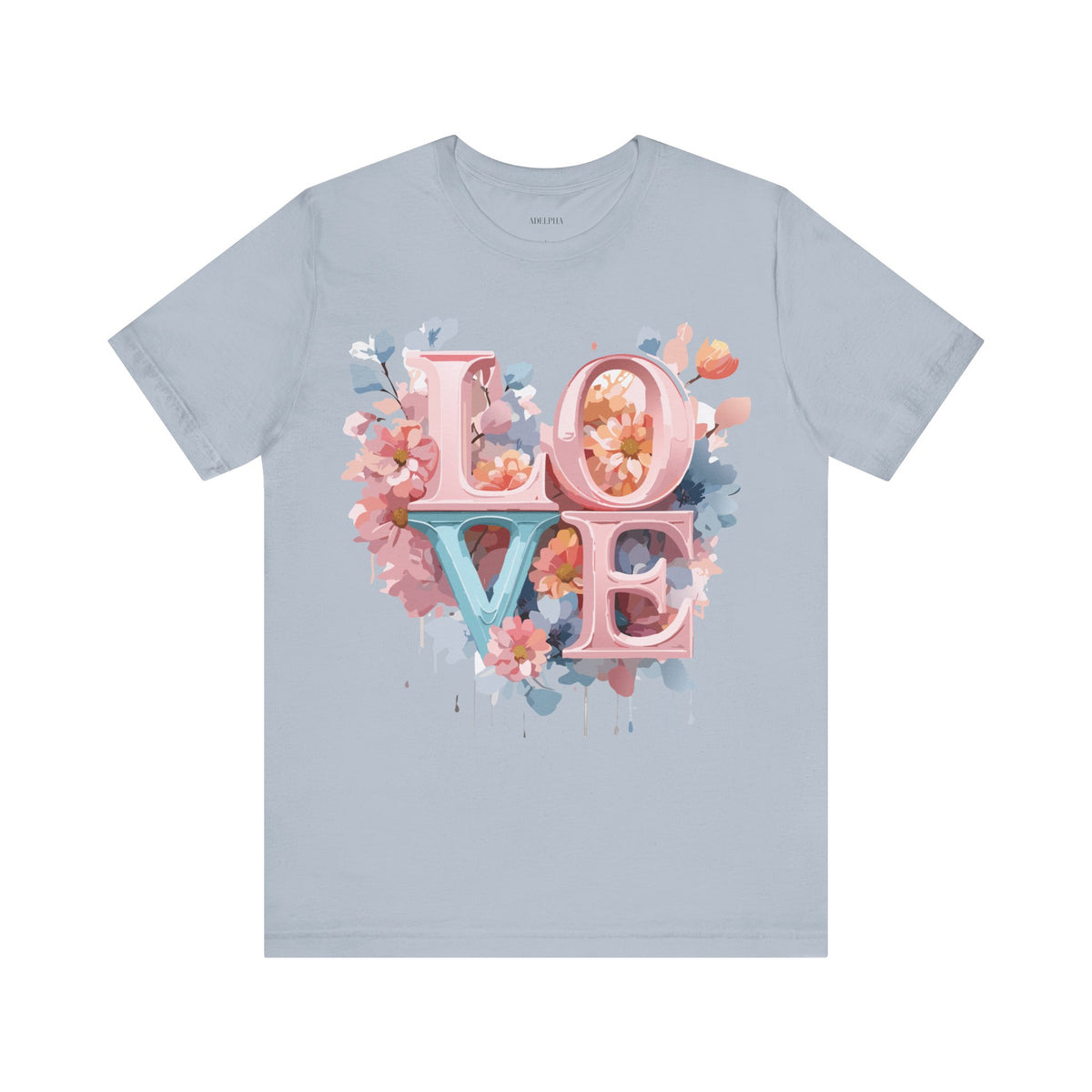 Valentine's Day Graphic Unisex Cotton Bella+Canvas Tee with Floral Art Design d109