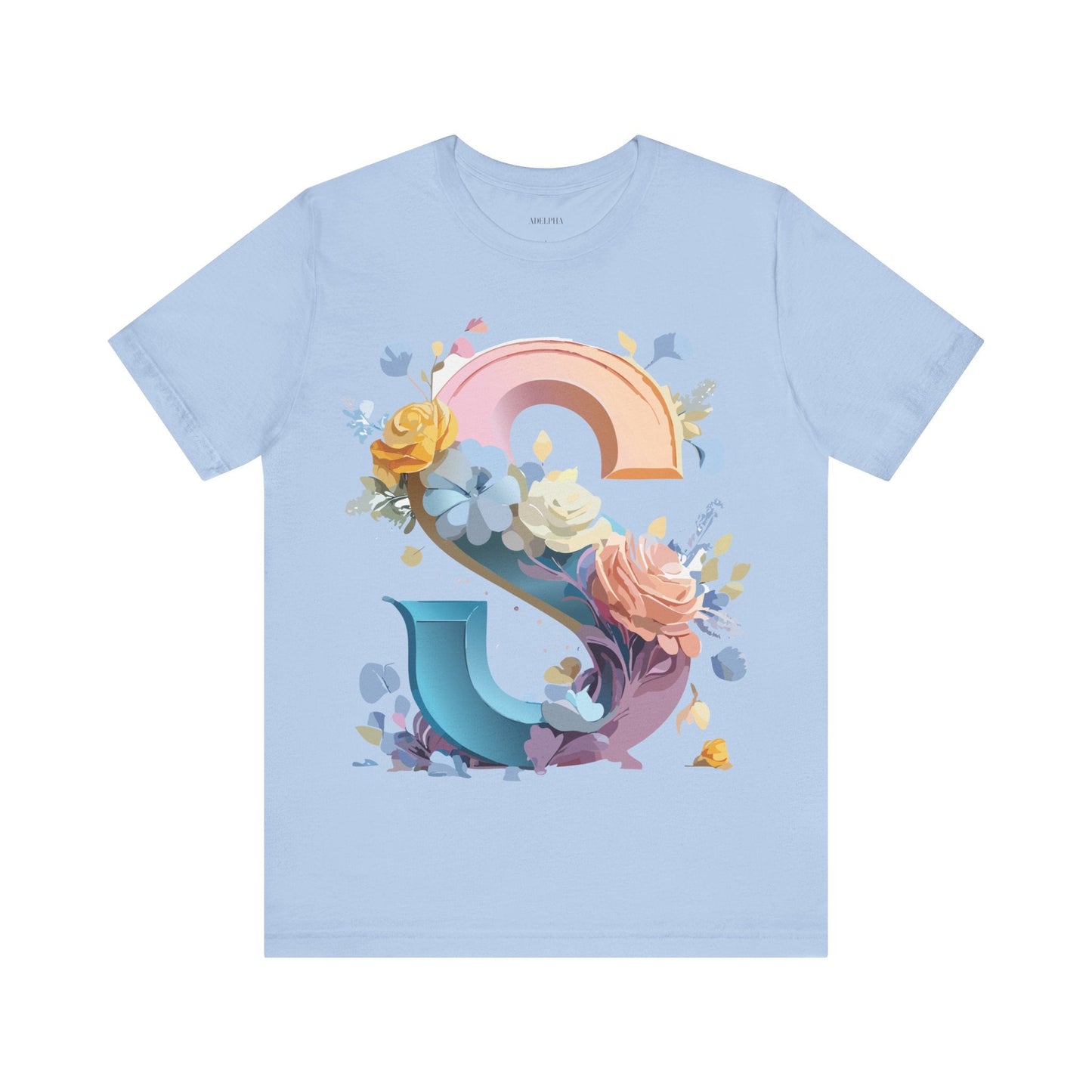 Letter S Graphic Tee Unisex Short Sleeve Shirt Adelpha Vintage Inspired Art Design