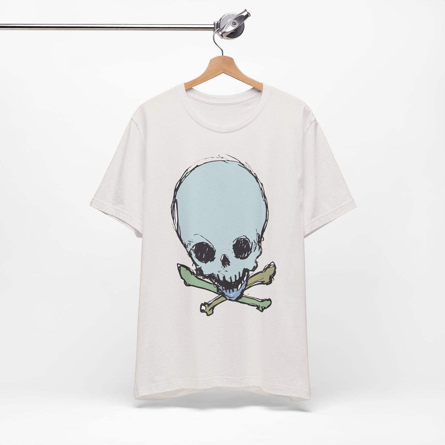 Lt Blue Skull Graphic Design Tee, Skull Shirt, Vintage Tees, Art Design T-Shirt, Vintage Graphic Tee, Art Shirts with Skulls