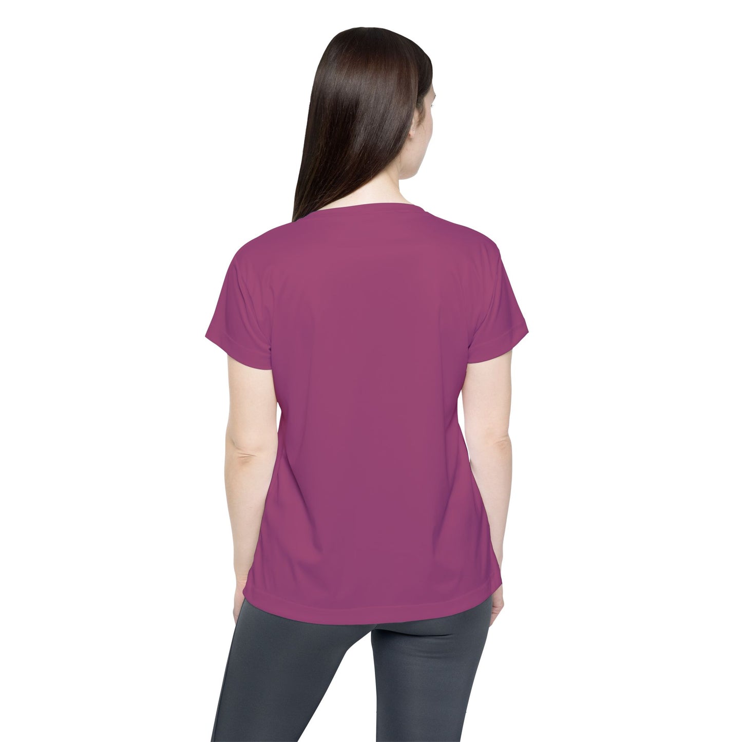 Berry Blush Women's Sports Jersey Short Sleeves 100% Poly Solid Berry Pink Color Print Athletic Tee