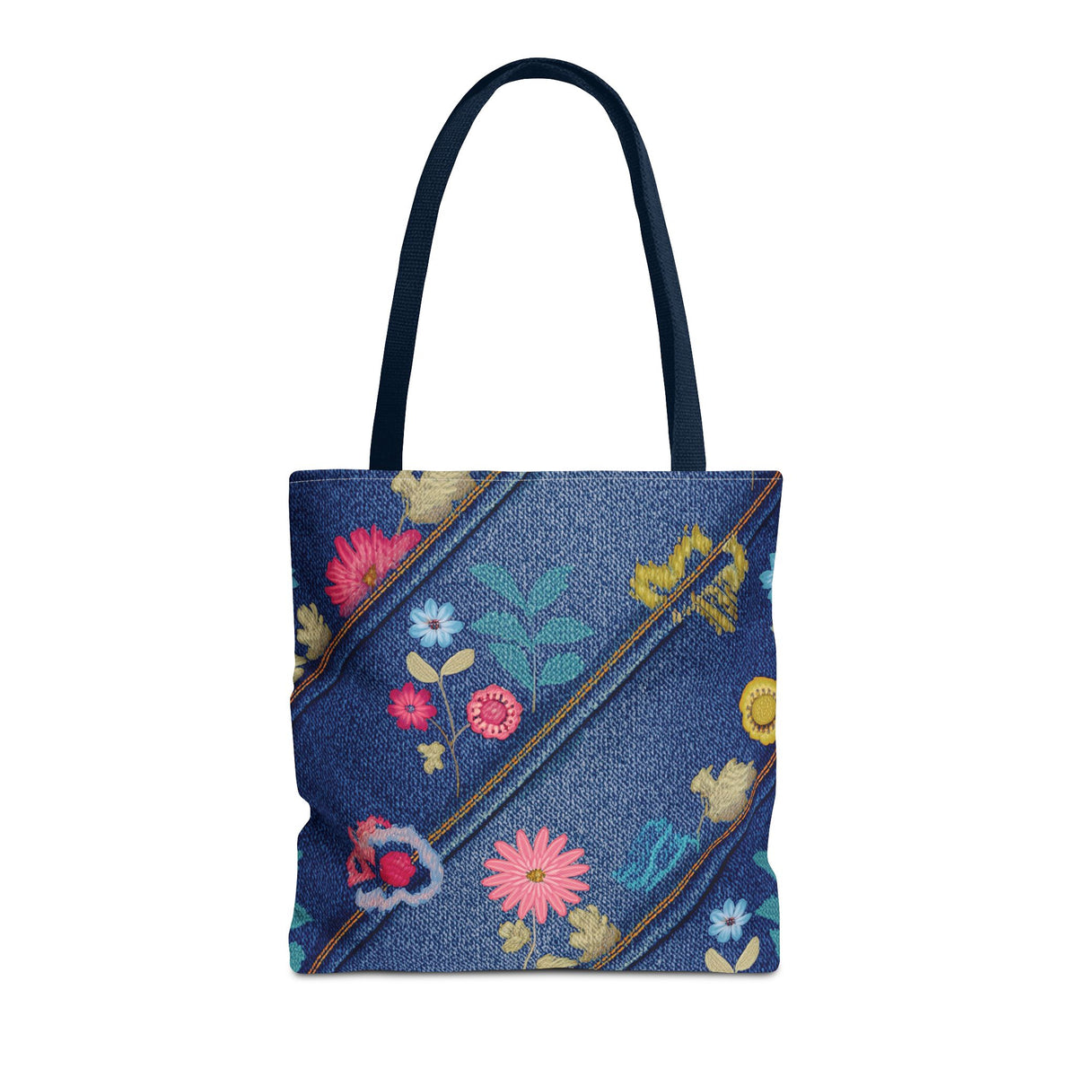 Denim Fabric Imitation Print Unisex Canvas Bag Poly Spun 3 Sizes Tote Bag 164
