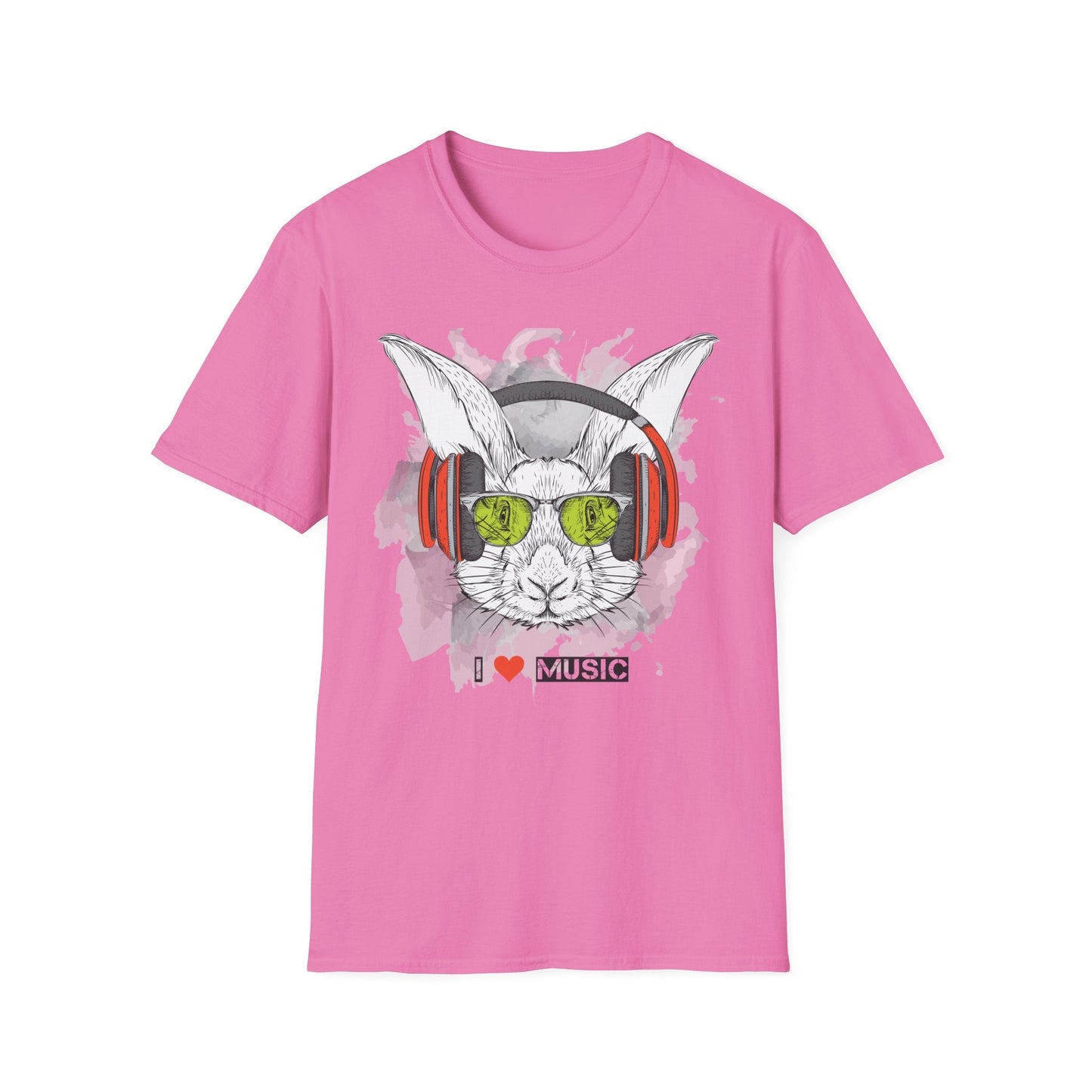I Love Music Animals Shirt With Headphones Unisex Softstyle Tee 100 Percent Ring Spun Cotton