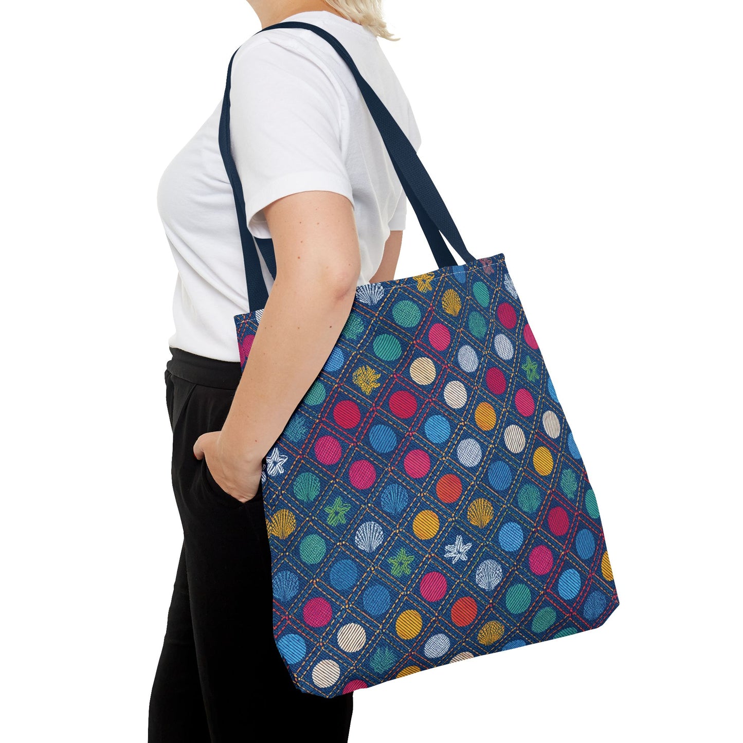 Denim Fabric Imitation Print Unisex Canvas Bag Poly Spun 3 Sizes Tote Bag 182-6