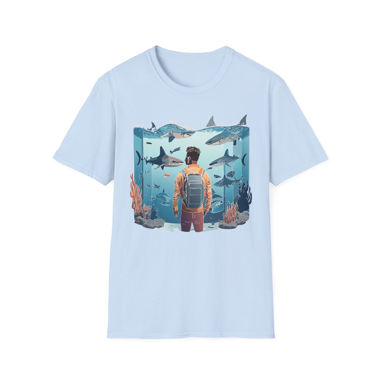 Ocean Themed Unisex Short Sleeve Tee Gildan Softstyle 64000 Ocean Inspired Art Design