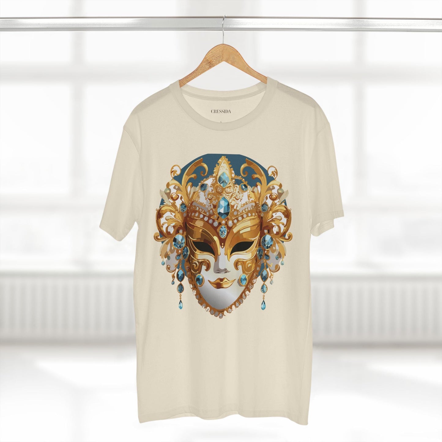 Carnival Mask Graphic T-Shirt Unisex 100 Cotton With Antique Gold Art Design Tee 12