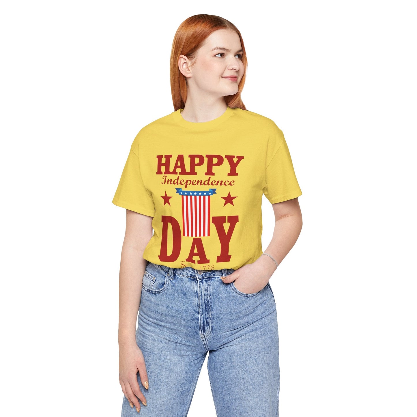 Happy Independence Day Graphic Unisex Cotton T-Shirt 018