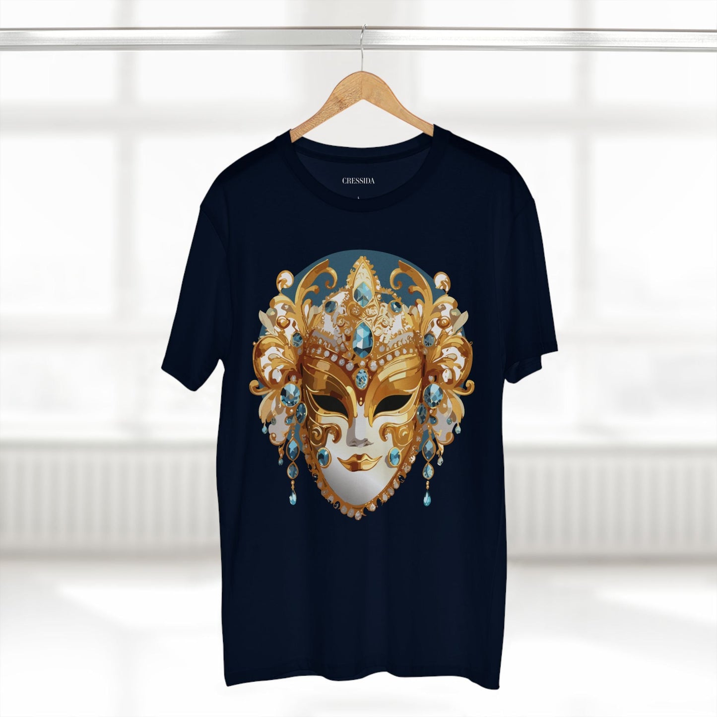 Carnival Mask Graphic T-Shirt Unisex 100 Cotton With Antique Gold Art Design Tee 12