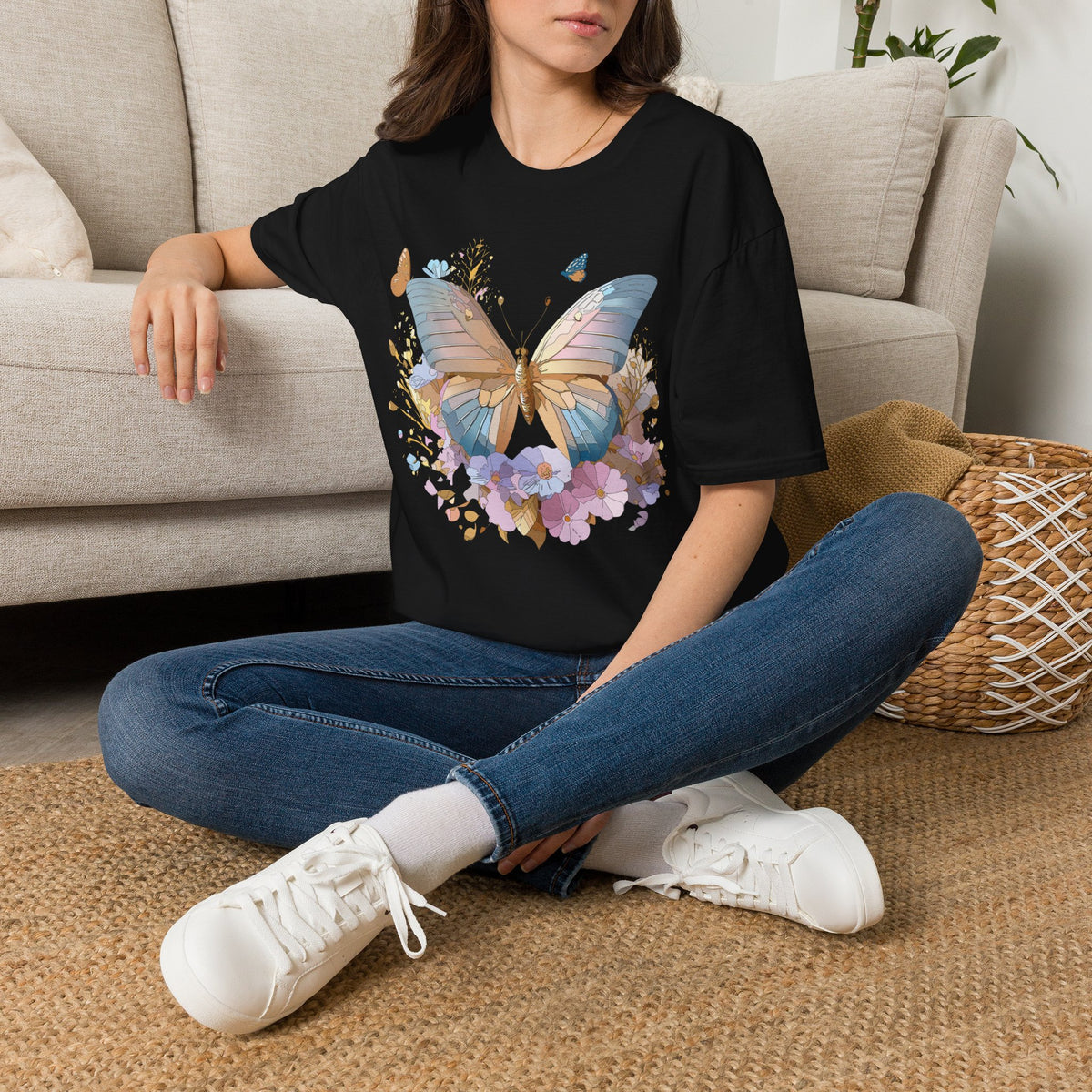 Butterfly Floral Tee — Pastel Garden Butterfly Graphic Tee Unisex 100 Cotton Gildan T-Shirt