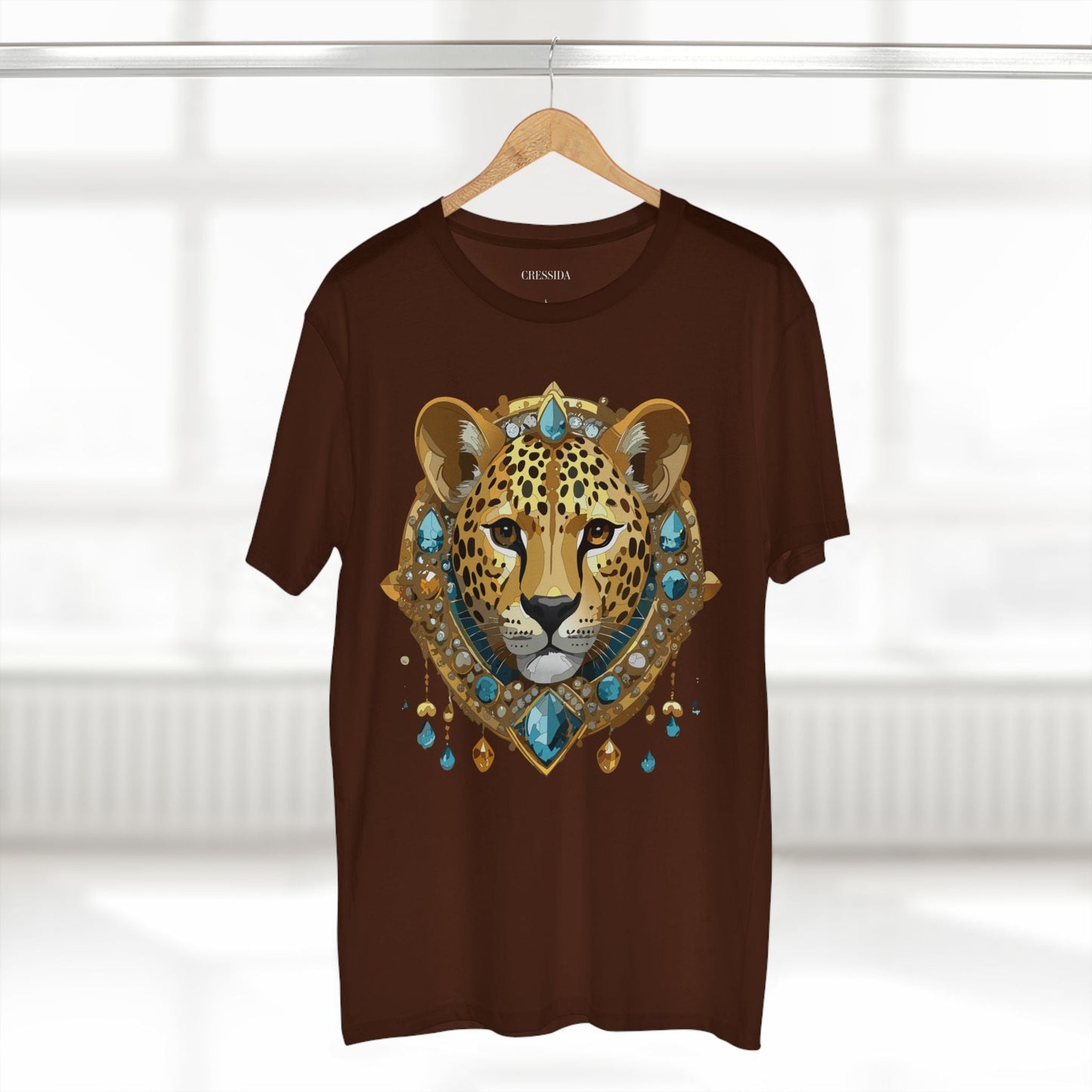 Cheetah Graphic Unisex 100 Cotton Tee With Unique Animal Golden Medallion Art Design 44