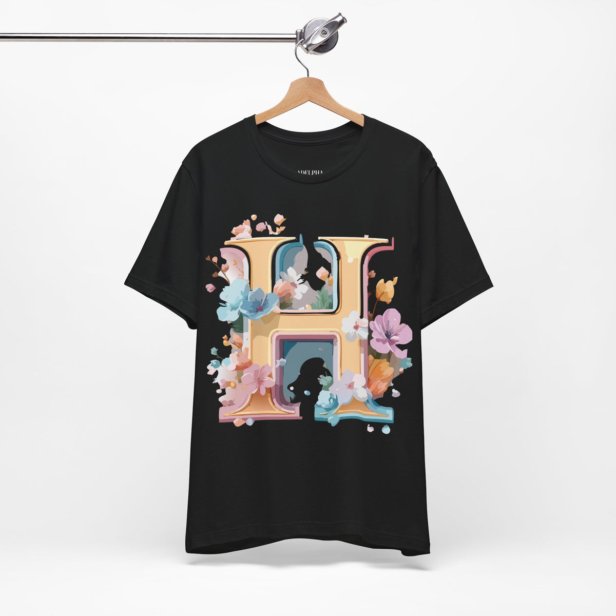 Letter H Graphic Unisex Cotton Bella+Canvas Tee with Art Letter Design