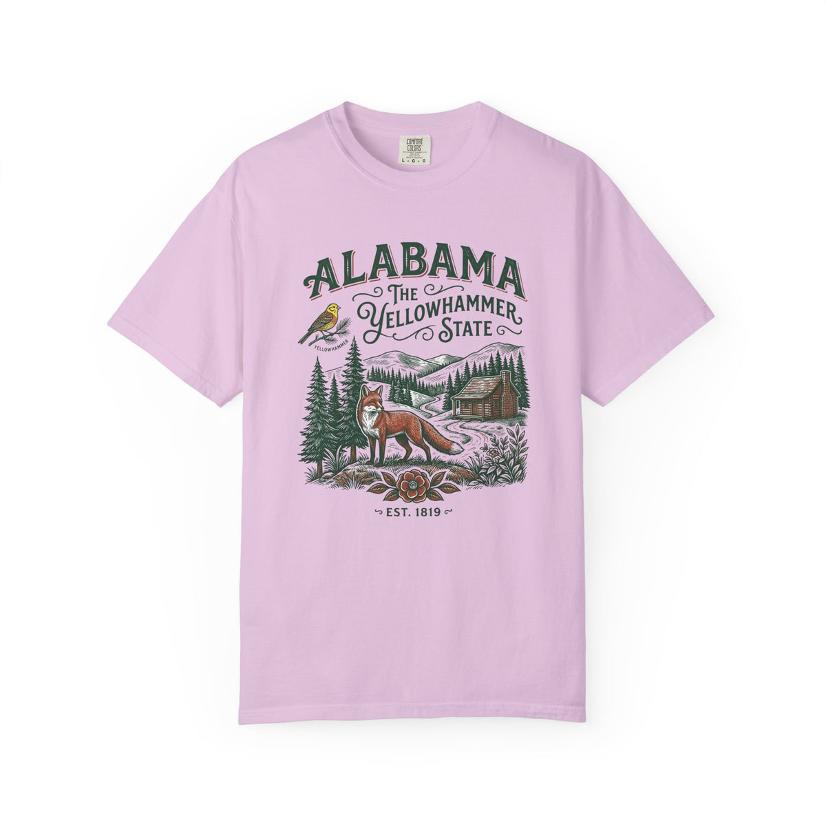 Alabama Graphic Unisex Heavyweight Garment-Dyed Travel Tourist Graphic Gift Tee Unisex 100 Cotton Comfort Colors T-Shirt