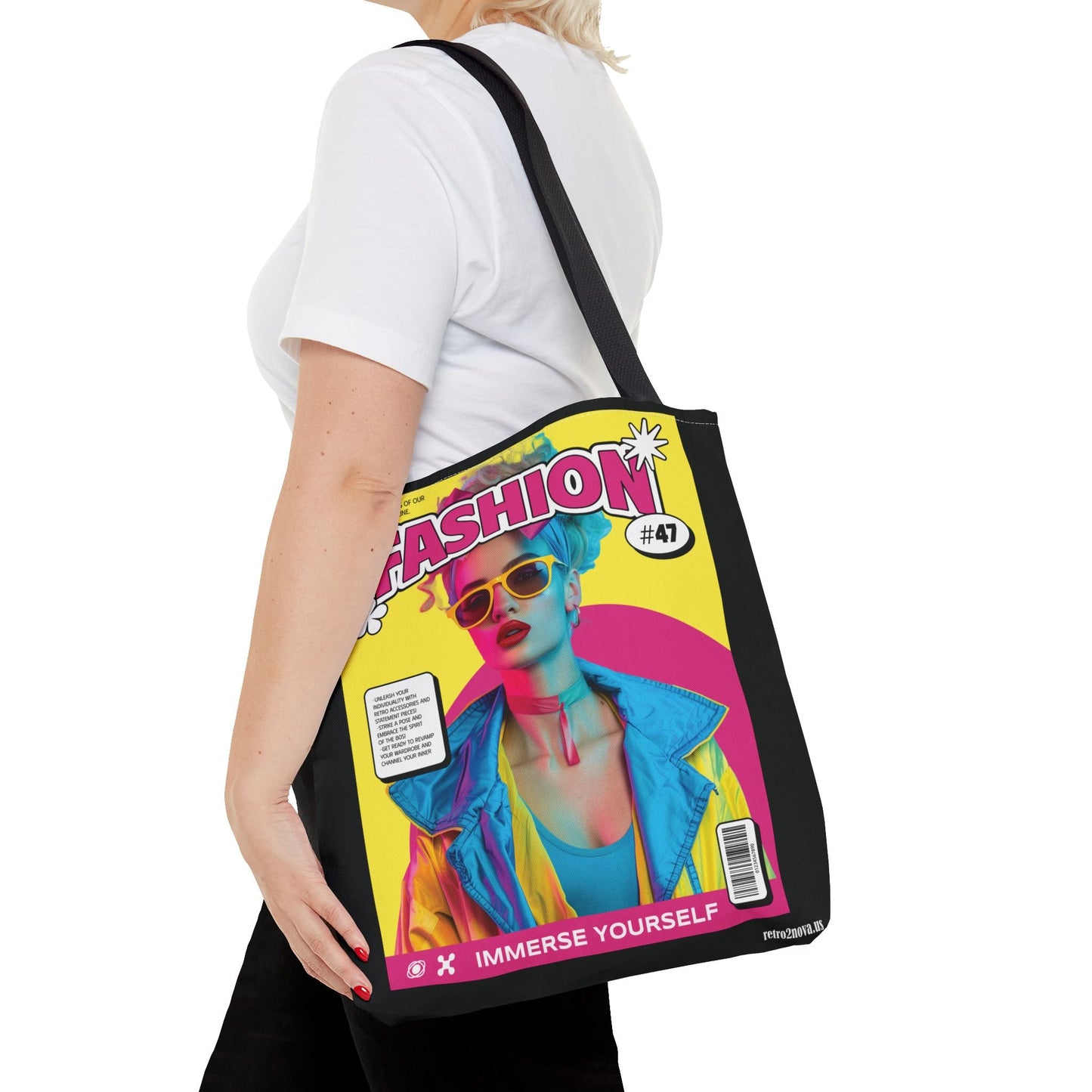 Magazine Cover Canvas Tote Bag for Everyday Use Stylish Durable Carryall Retro2Nova