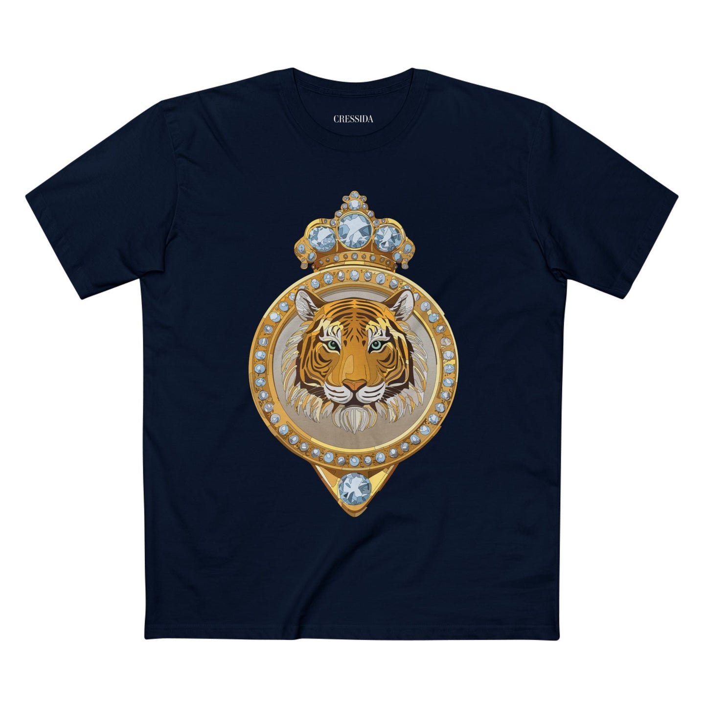 Tiger Graphic Unisex 100 Cotton Tee With Unique Animal Golden Medallion Art Design 2